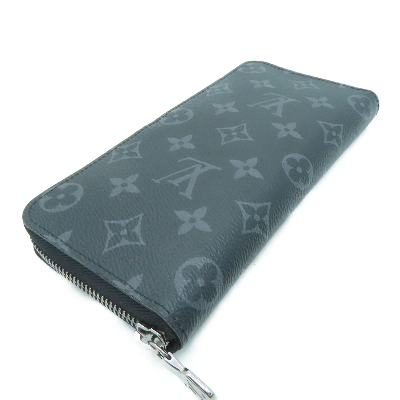 LOUIS VUITTON Monogram Eclipse Long pocketbook silver buckle long wallet black