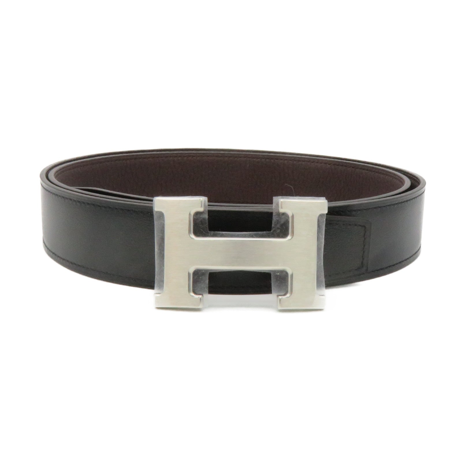 HERMES Swift皮革H Belt皮带黑色/啡色