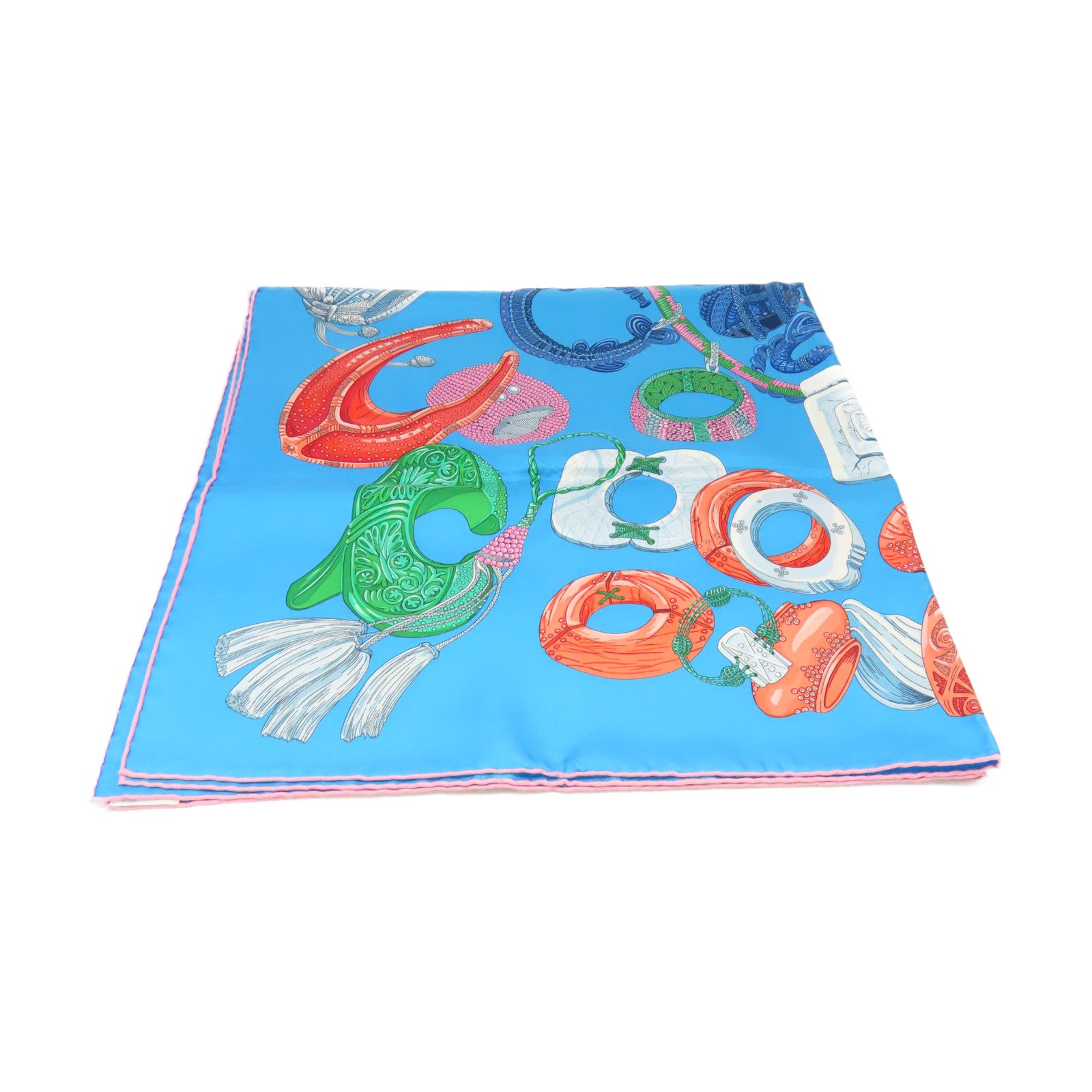 HERMES 絲質Scarf 90x90絲巾藍色/粉紅色/彩色