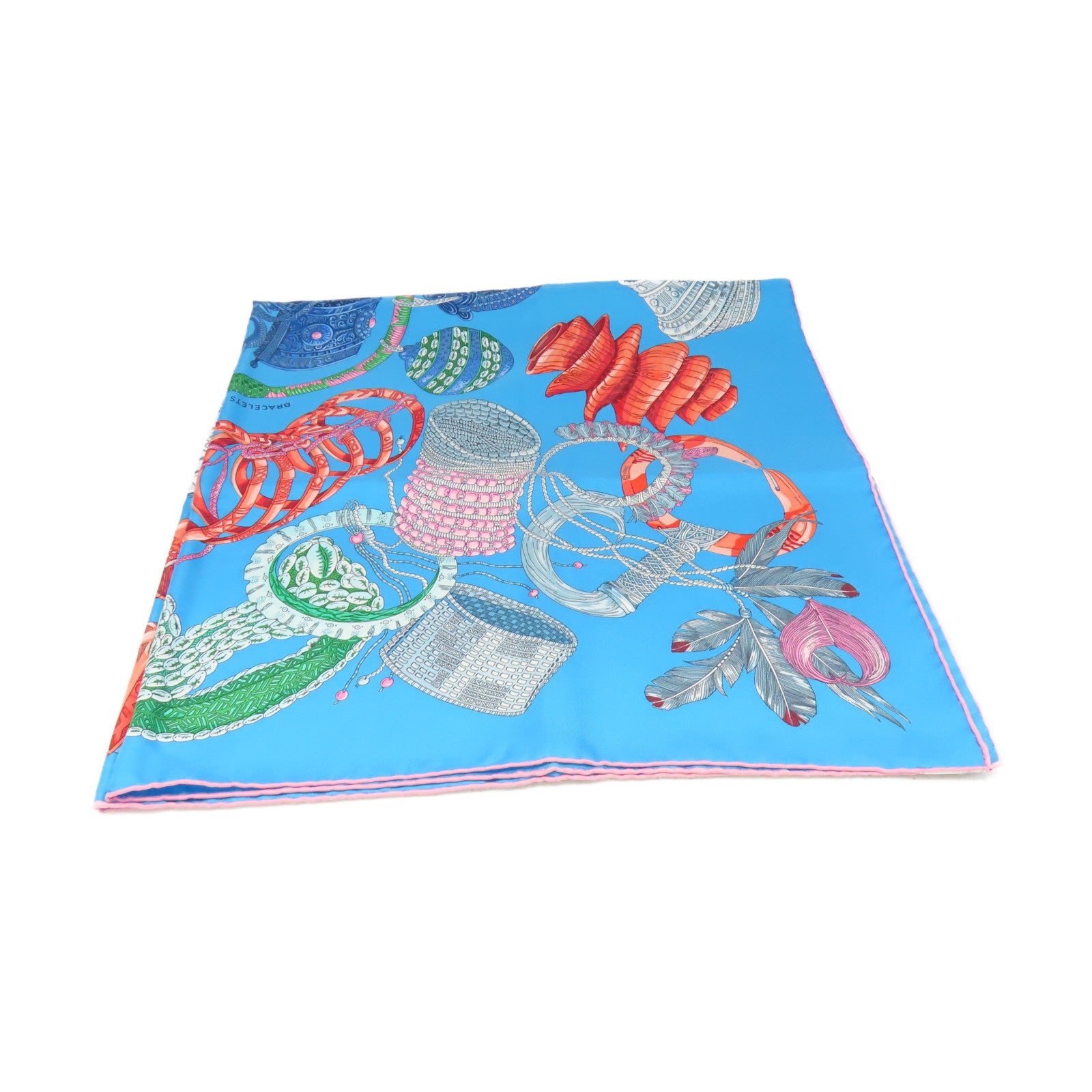 HERMES 絲質Scarf 90x90絲巾藍色/粉紅色/彩色