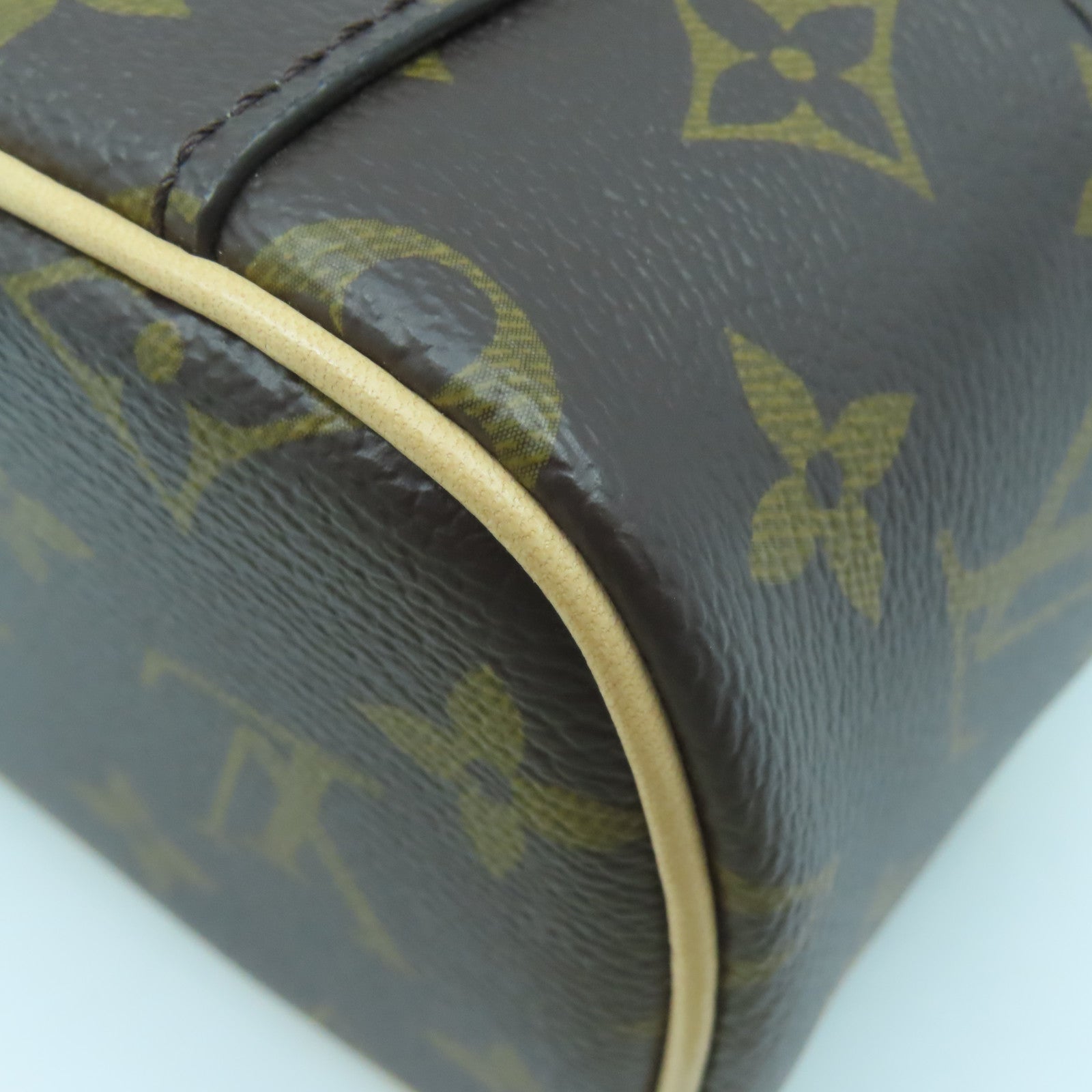 LOUIS VUITTON Monogram Nice Nano gold buckle handle bag brown