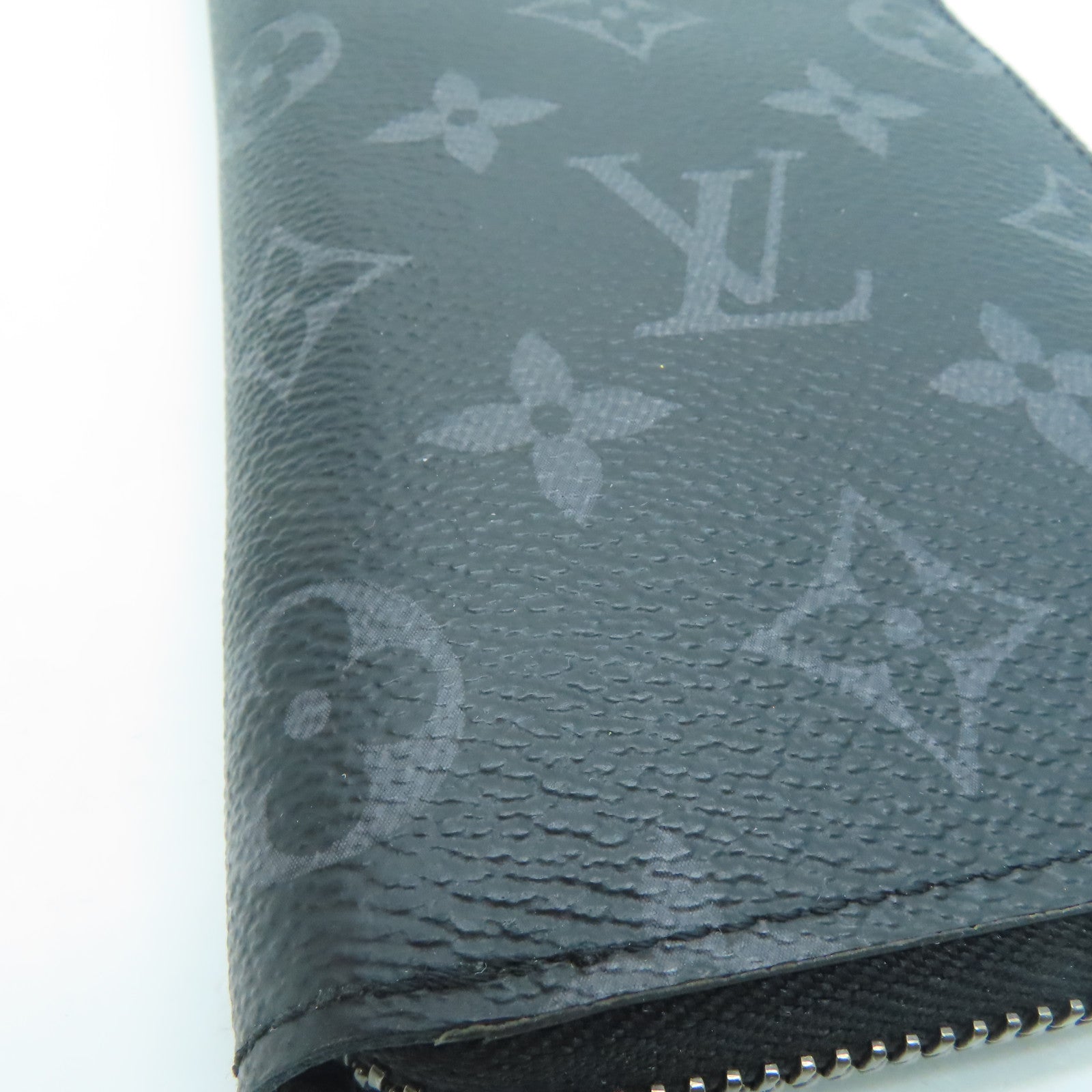 LOUIS VUITTON Monogram Eclipse Long pocketbook silver buckle long wallet black