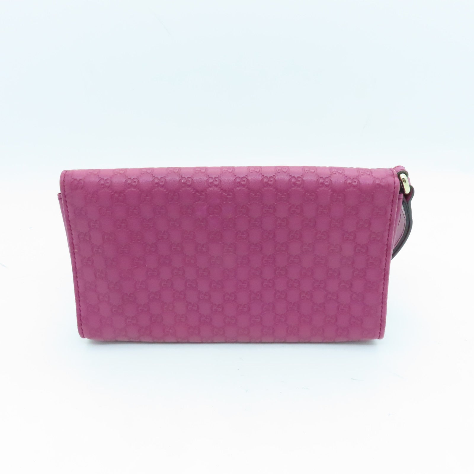 GUCCI Cowhide Leather Pouch With Handle Silver Buckle Clutch Pink