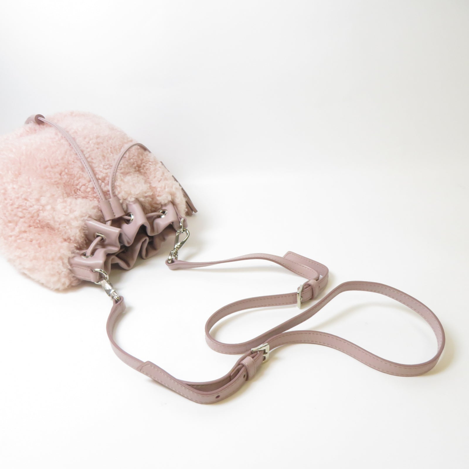 Miu Miu 羊皮皮革Shoulder Bag銀扣肩背袋粉紅色