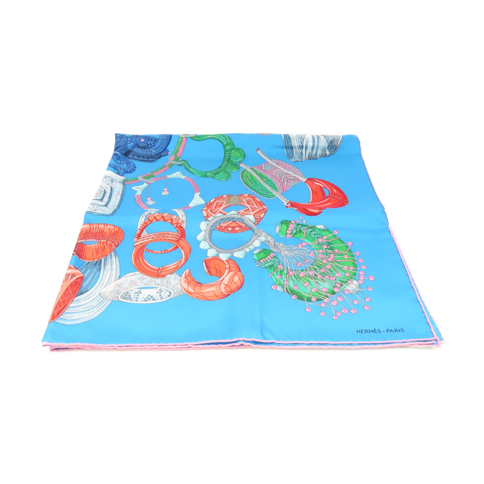 HERMES 絲質Scarf 90x90絲巾藍色/粉紅色/彩色