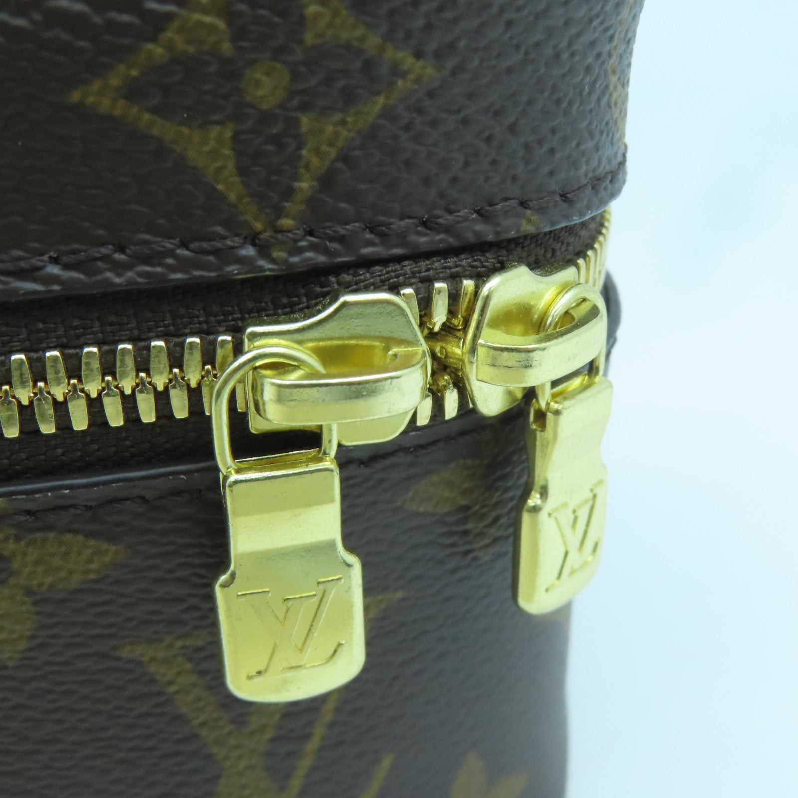 LOUIS VUITTON Monogram Nice Nano gold buckle handle bag brown