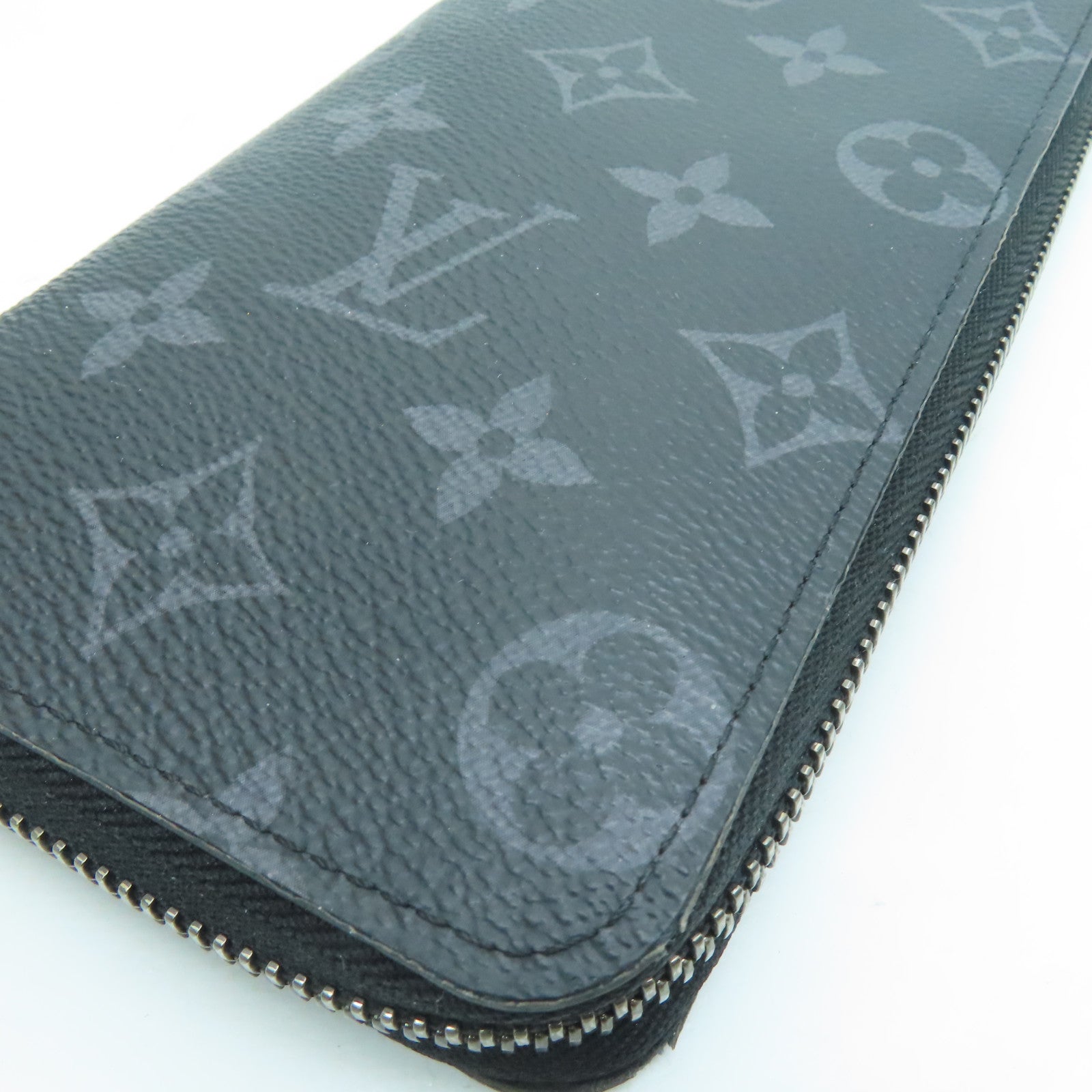 LOUIS VUITTON Monogram Eclipse Long pocketbook silver buckle long wallet black