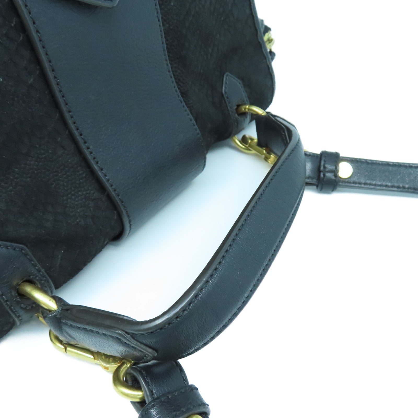 MARC BY MARC JACOBS 牛皮皮革2 Way Shoulder金扣手挽肩背兩用袋黑色