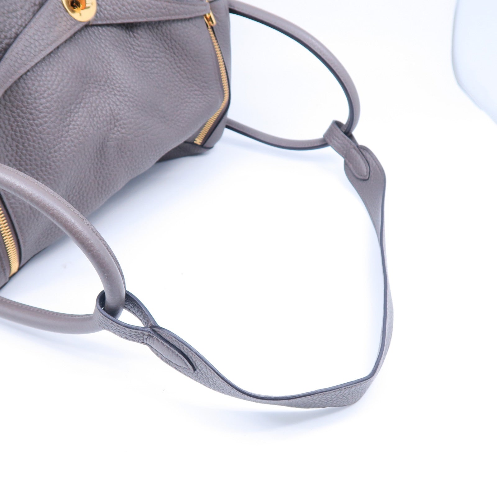 HERMES Taurillon Clemence皮革Lindy 30金扣手挽肩背兩用袋錫器灰色