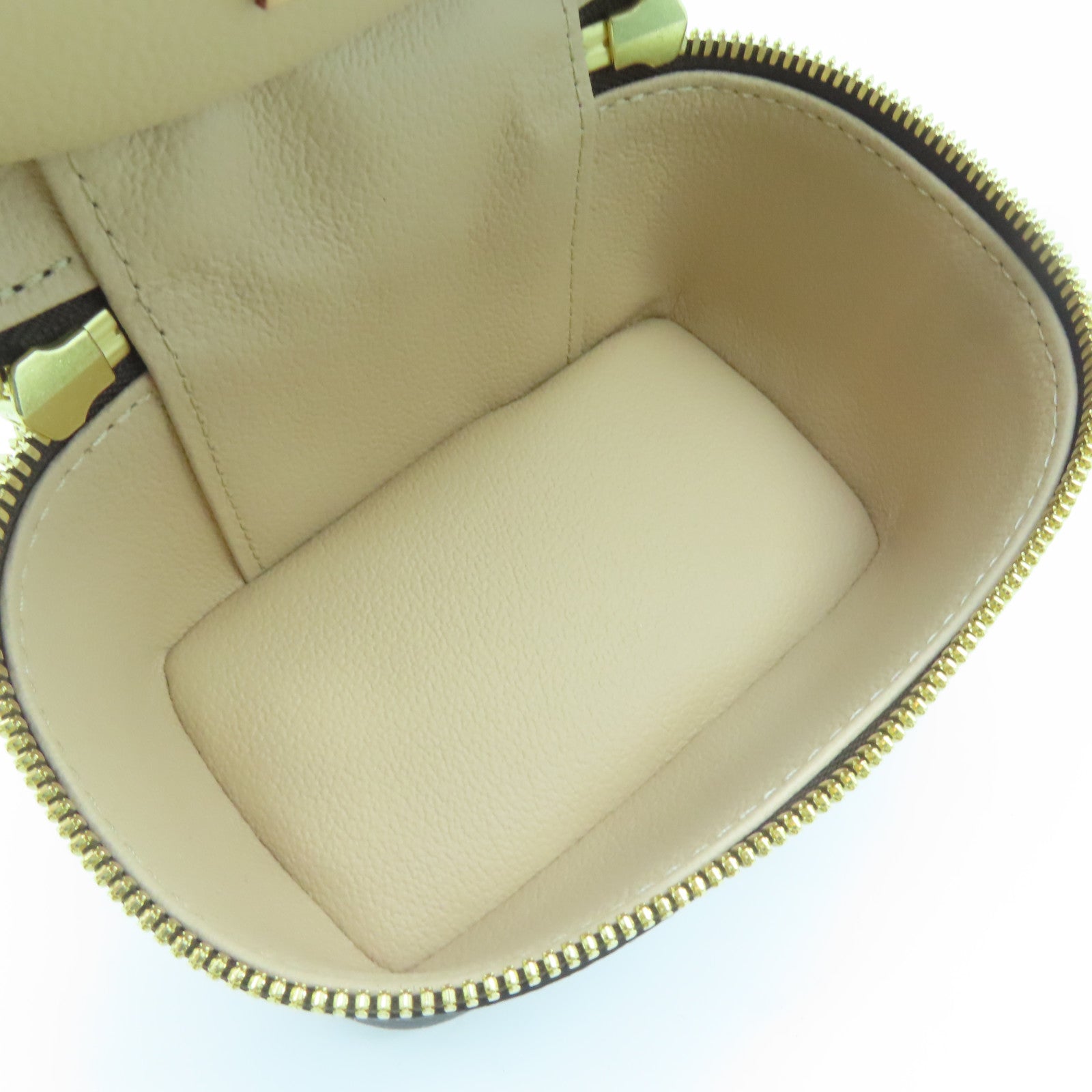 LOUIS VUITTON Monogram Nice Nano gold buckle handle bag brown