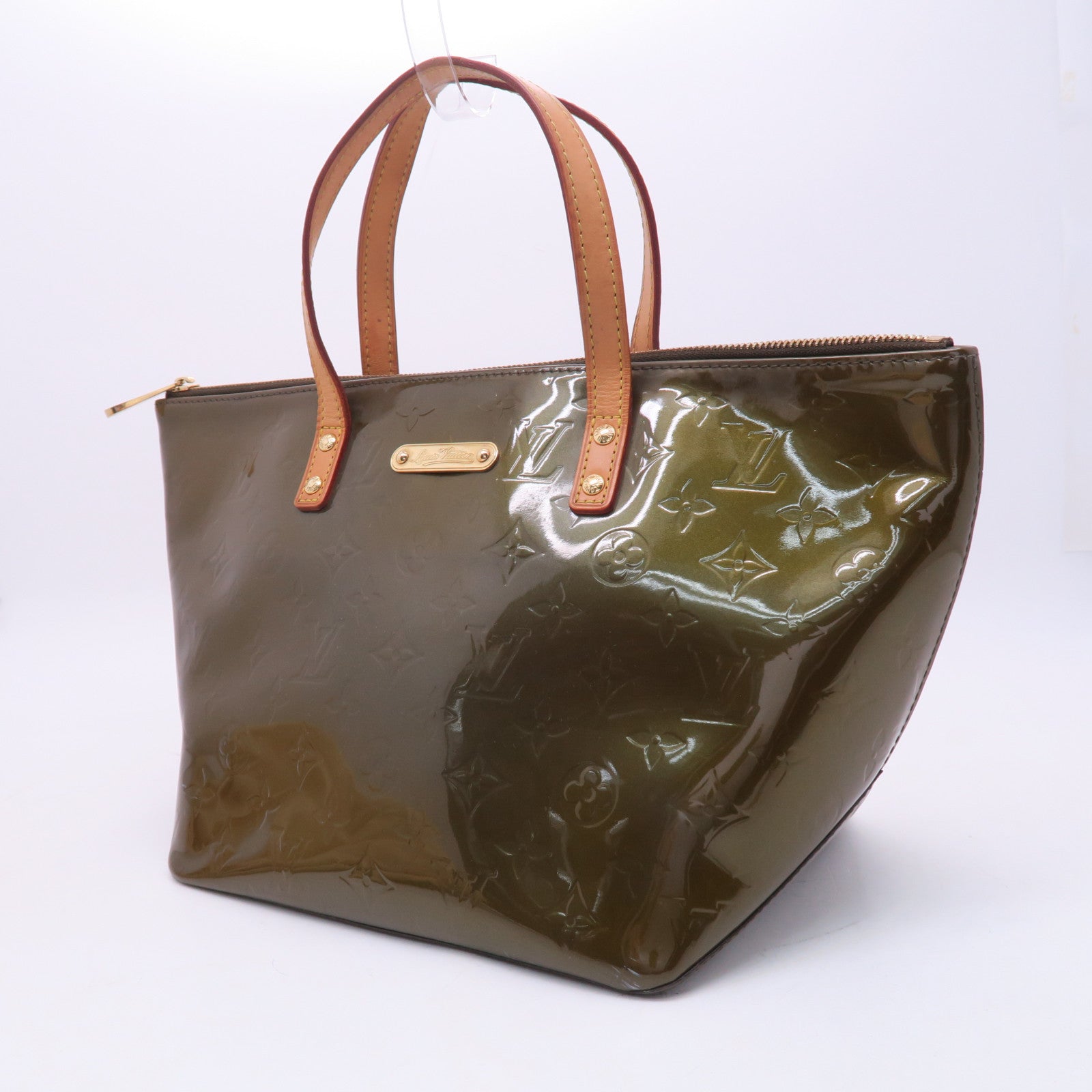 LOUIS VUITTON Vernis Bellevue PM金扣手挽袋綠色
