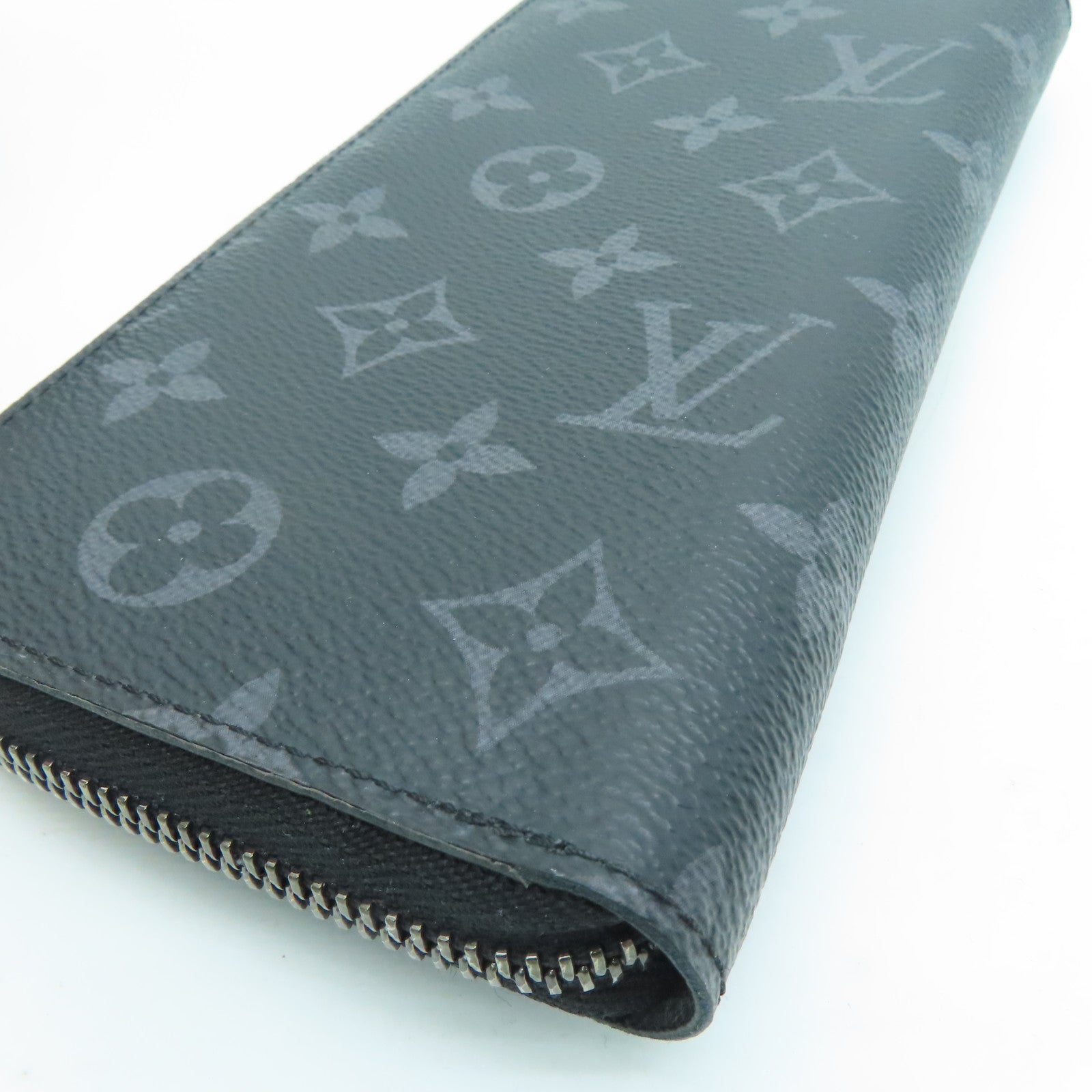 LOUIS VUITTON Monogram Eclipse Long pocketbook silver buckle long wallet black