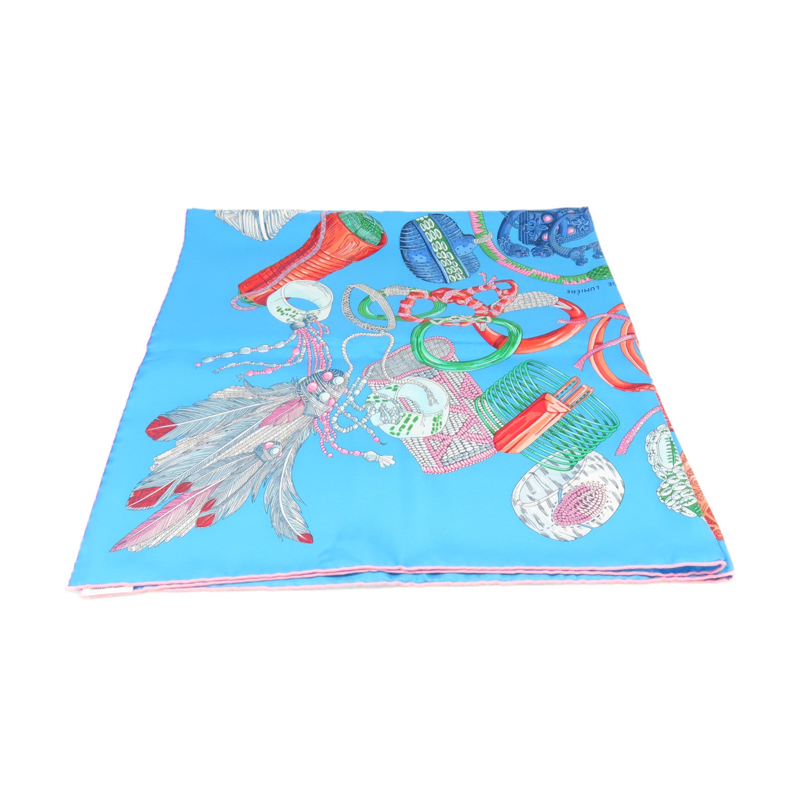 HERMES 絲質Scarf 90x90絲巾藍色/粉紅色/彩色