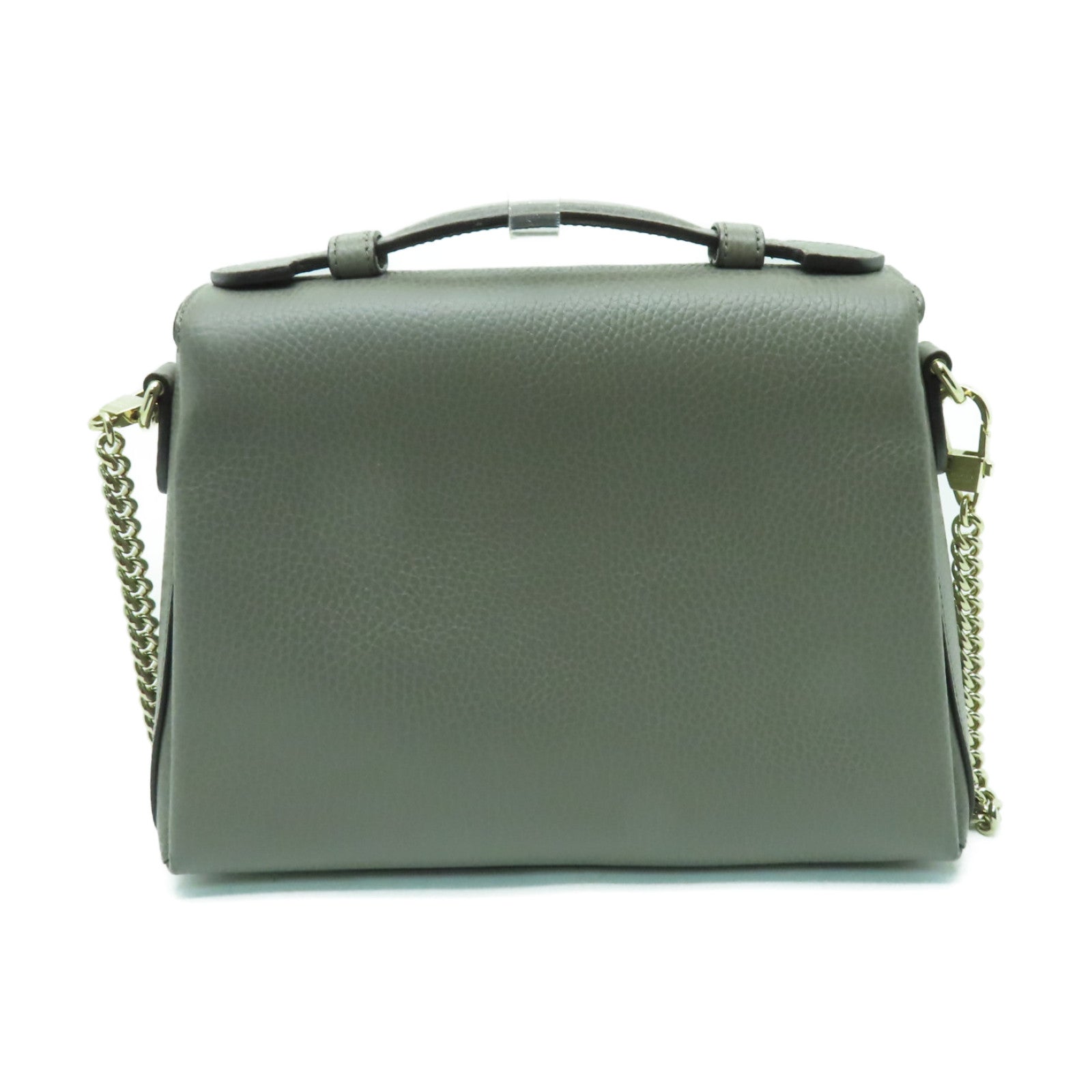 GUCCI 牛皮皮革Shoulder Bag銀扣鏈帶肩背袋灰色