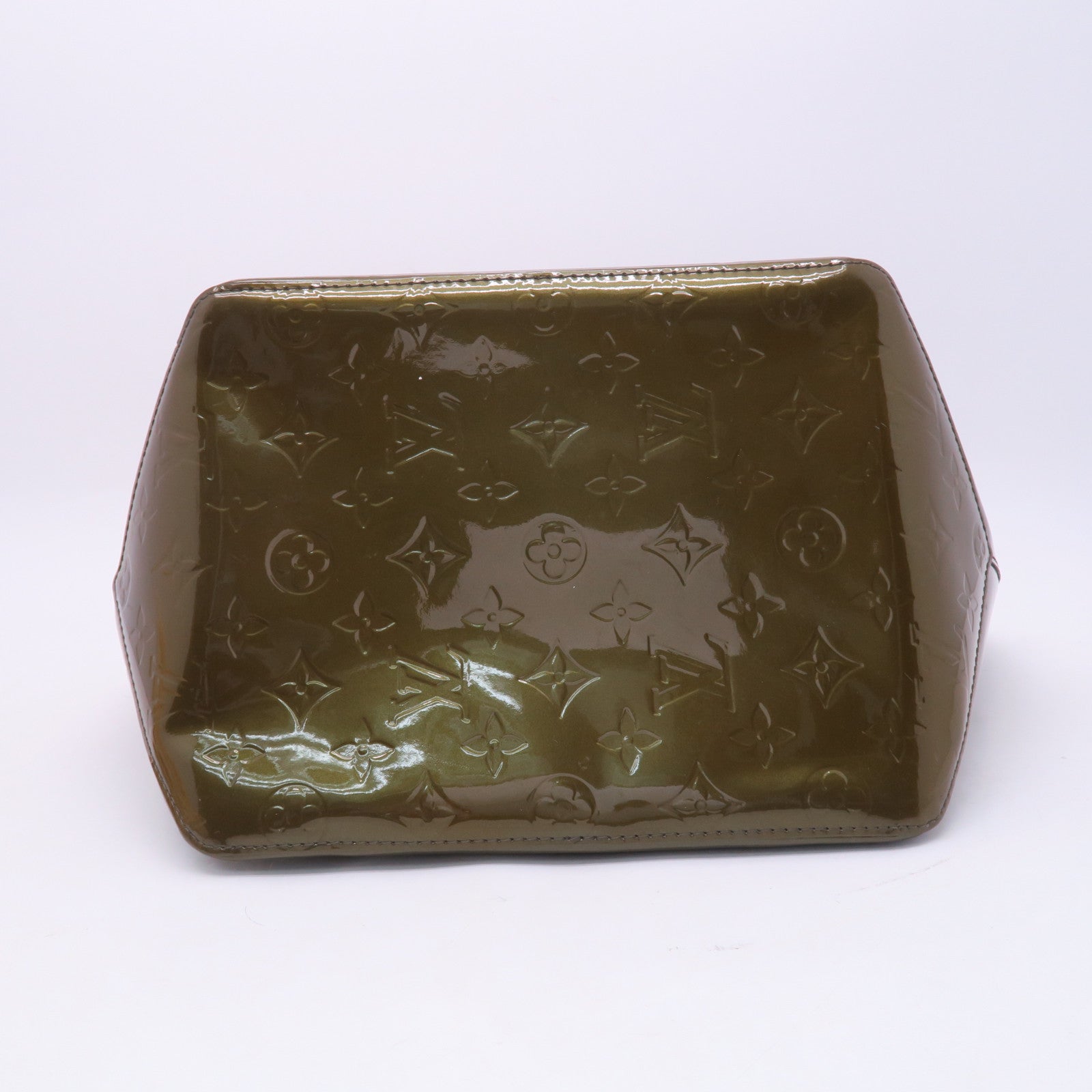 LOUIS VUITTON Vernis Bellevue PM金扣手挽袋綠色