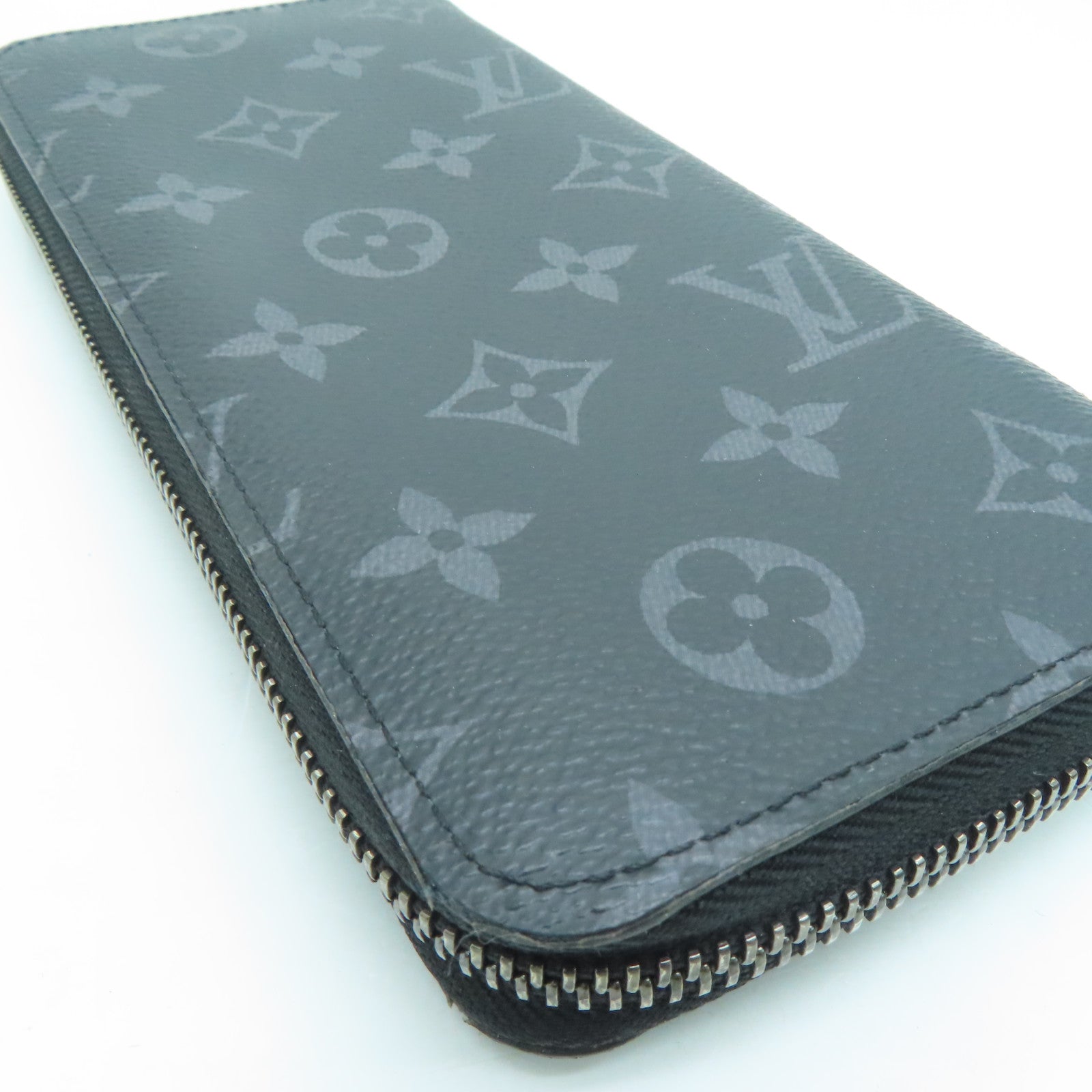 LOUIS VUITTON Monogram Eclipse Long pocketbook silver buckle long wallet black