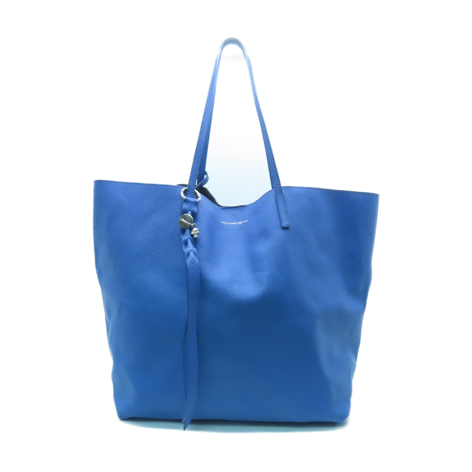 SELECTION Cowhide Leather Shoulder Bag Silver Buckle Blue