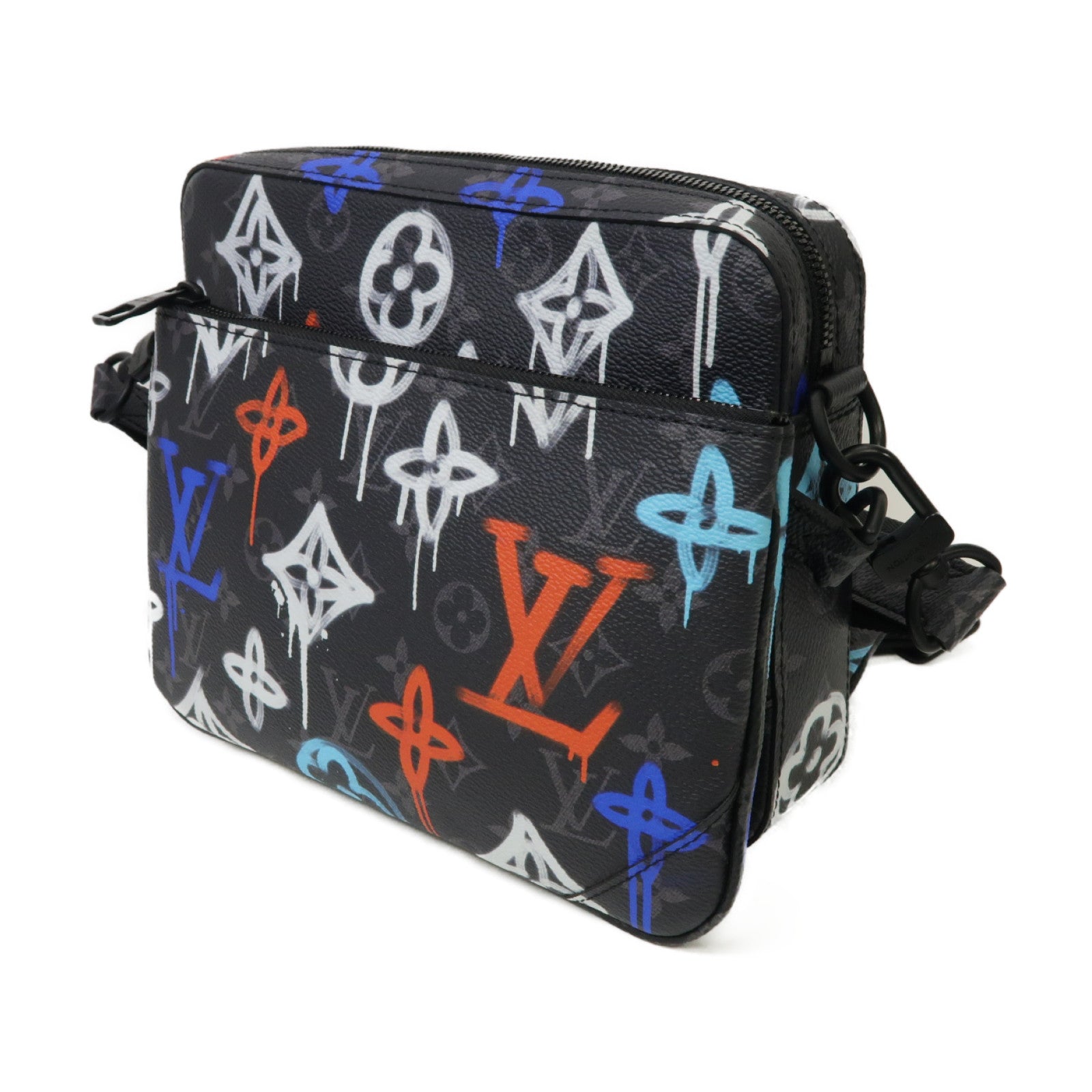 LOUIS VUITTON Monogram Graffiti Trio Messenger肩背袋黑色/彩色