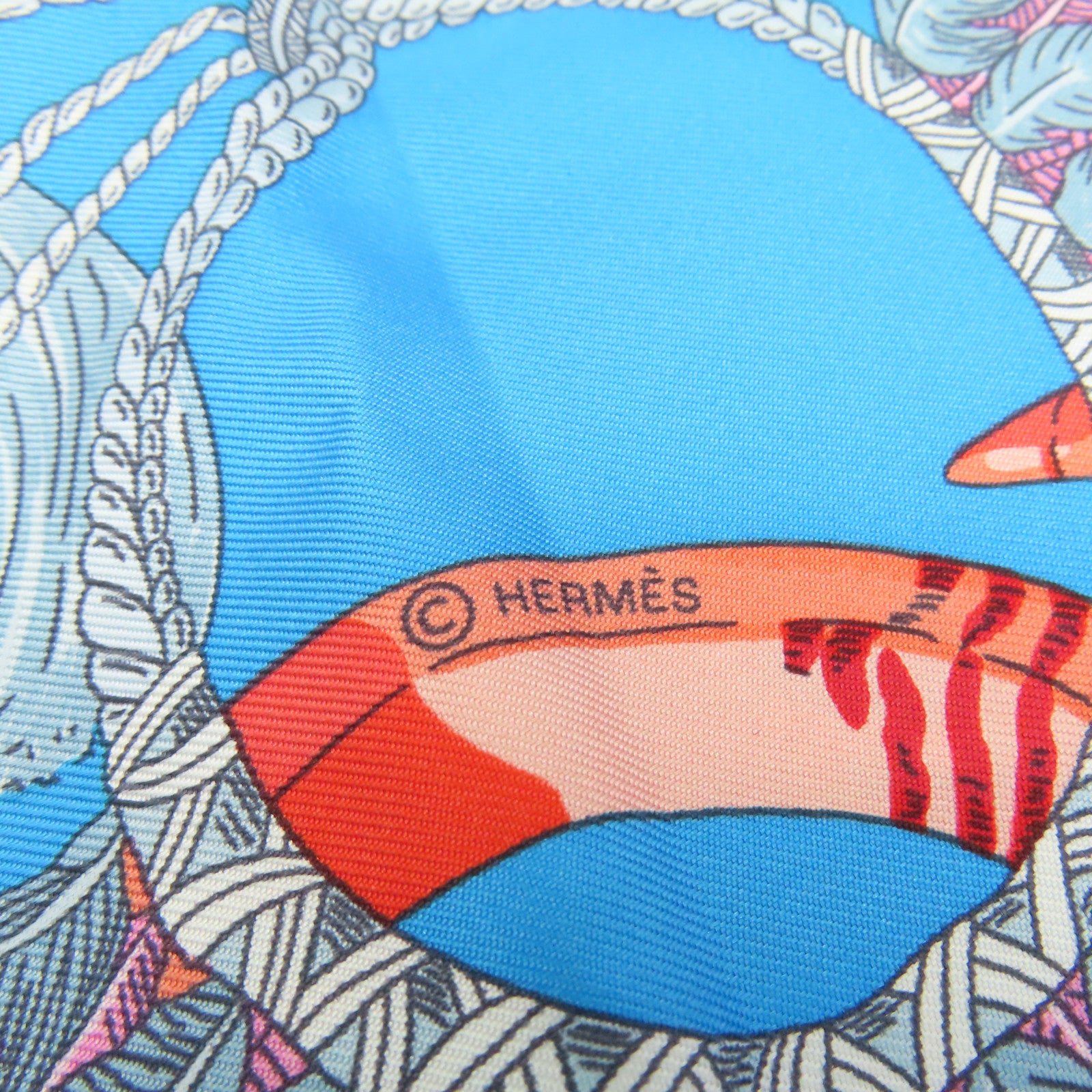 HERMES 絲質Scarf 90x90絲巾藍色/粉紅色/彩色