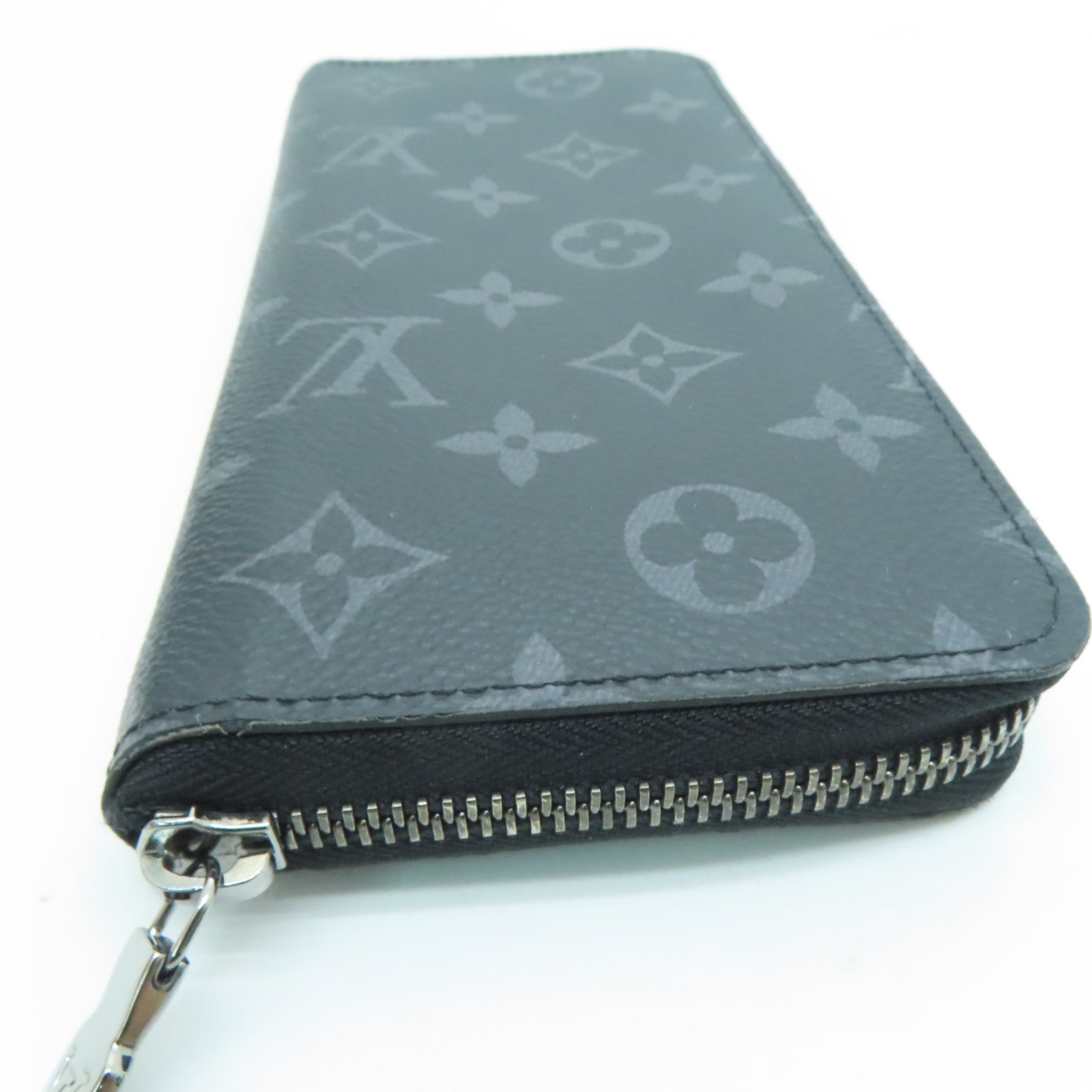 LOUIS VUITTON Monogram Eclipse Long pocketbook silver buckle long wallet black