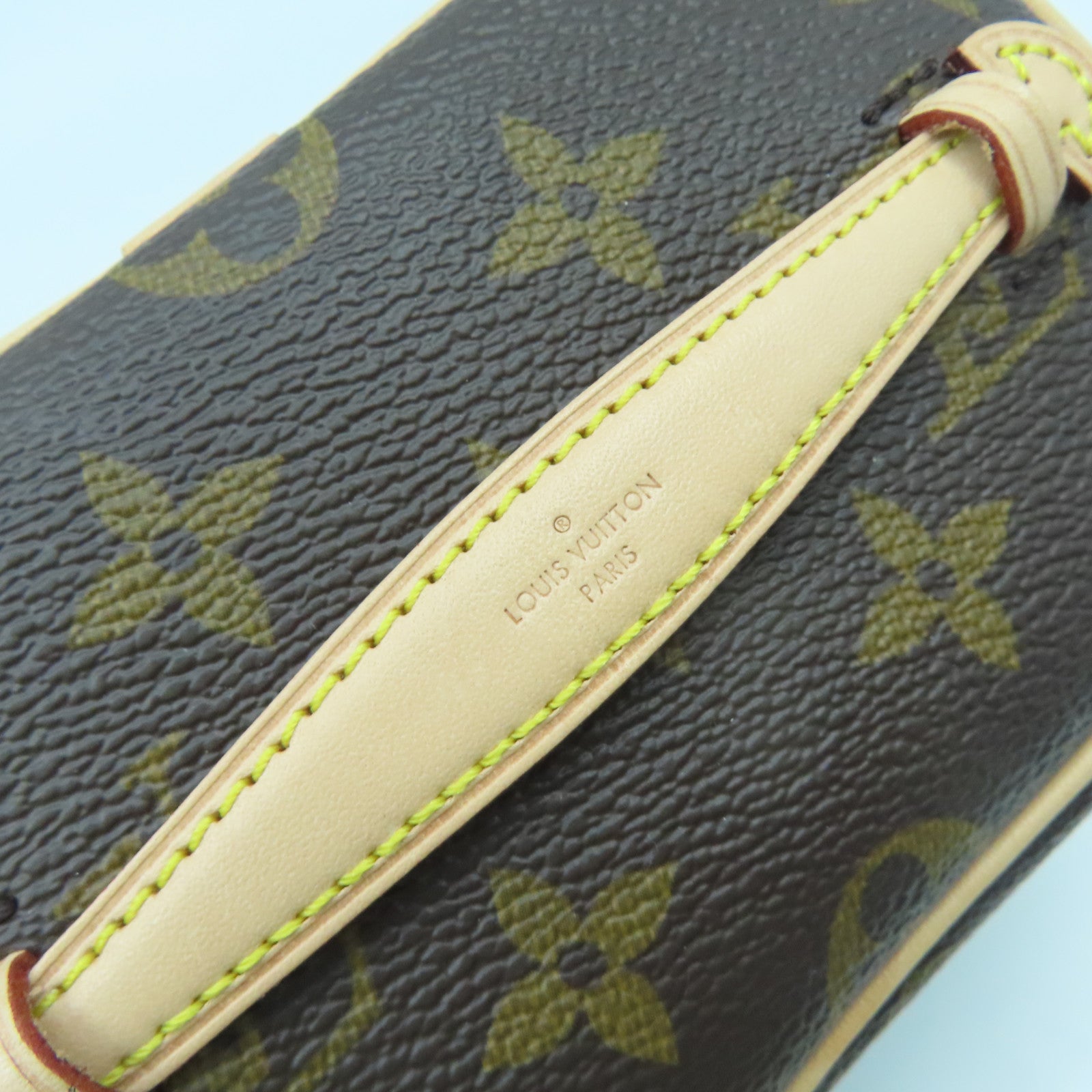 LOUIS VUITTON Monogram Nice Nano gold buckle handle bag brown