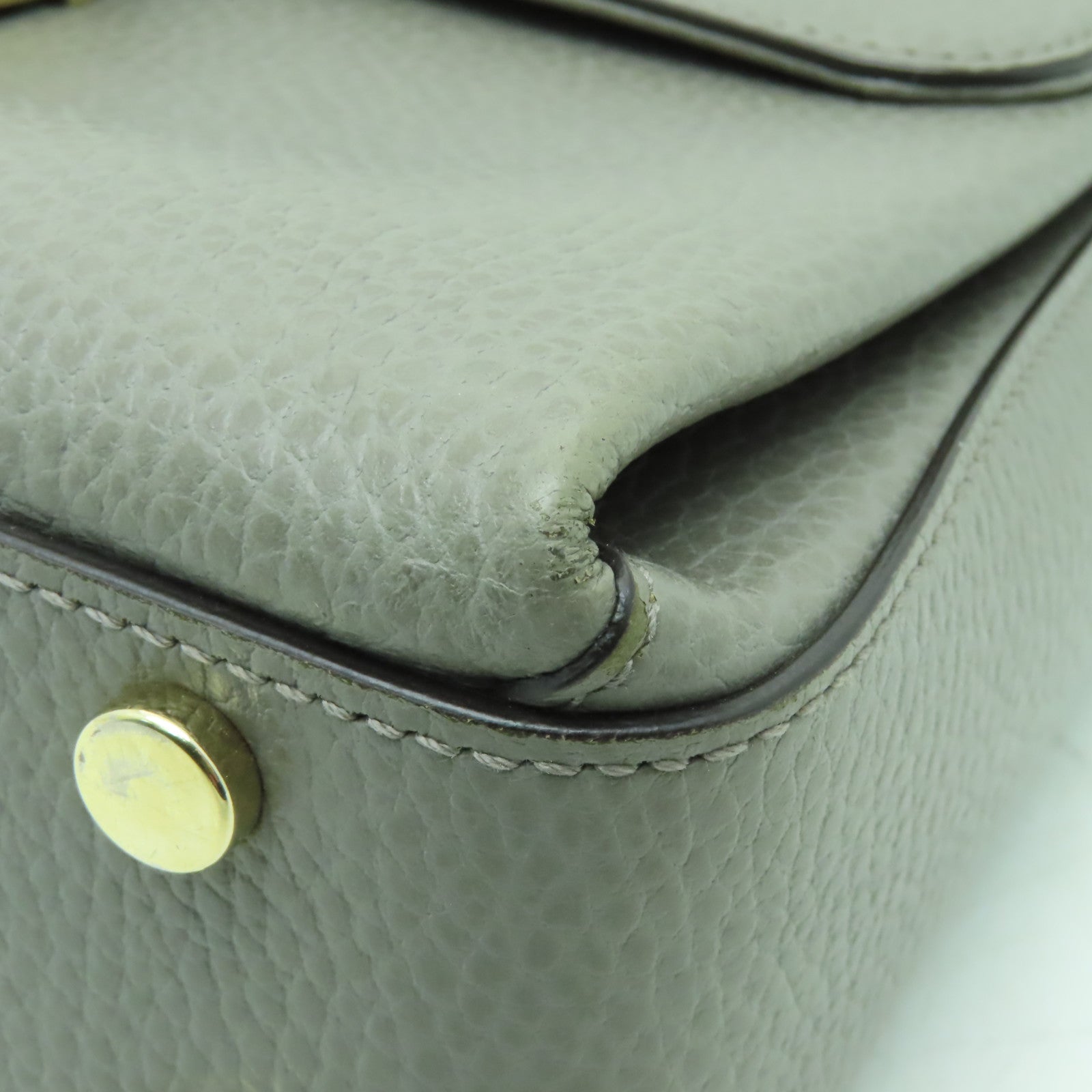 GUCCI 牛皮皮革Shoulder Bag銀扣鏈帶肩背袋灰色