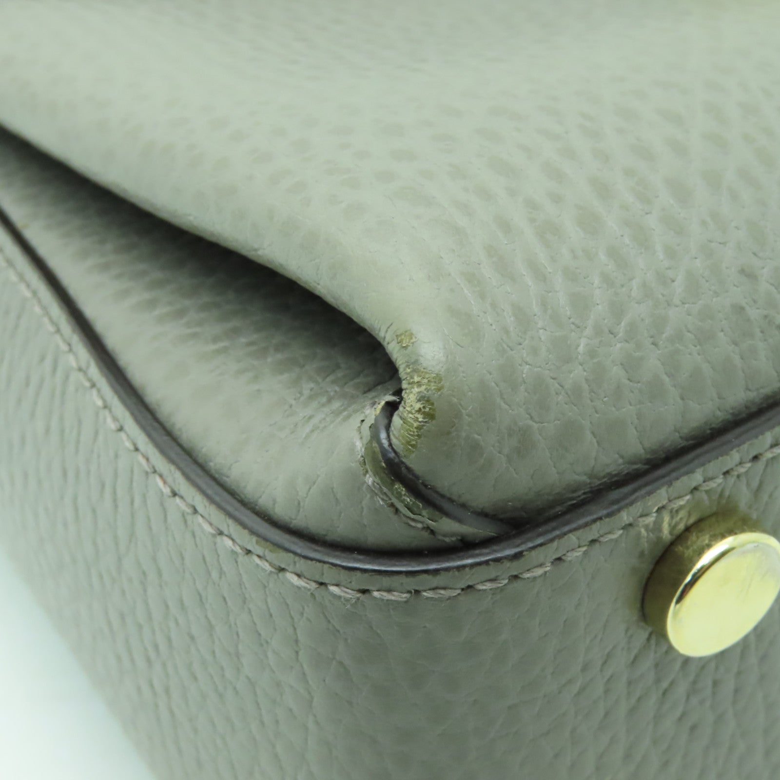 GUCCI 牛皮皮革Shoulder Bag銀扣鏈帶肩背袋灰色