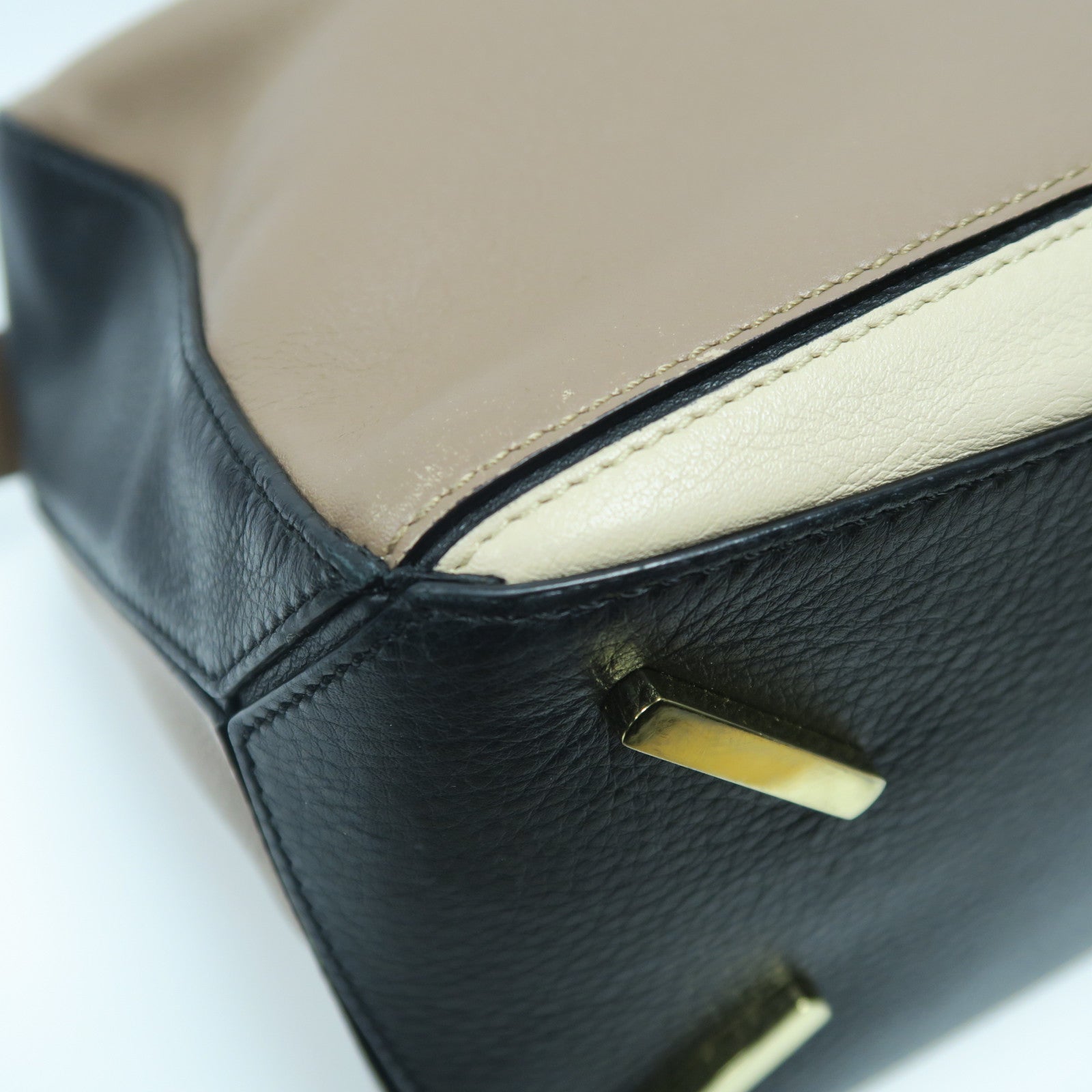 LOEWE 牛皮皮革Puzzle Medium金扣手挽肩背兩用袋啡色/米色/黑色