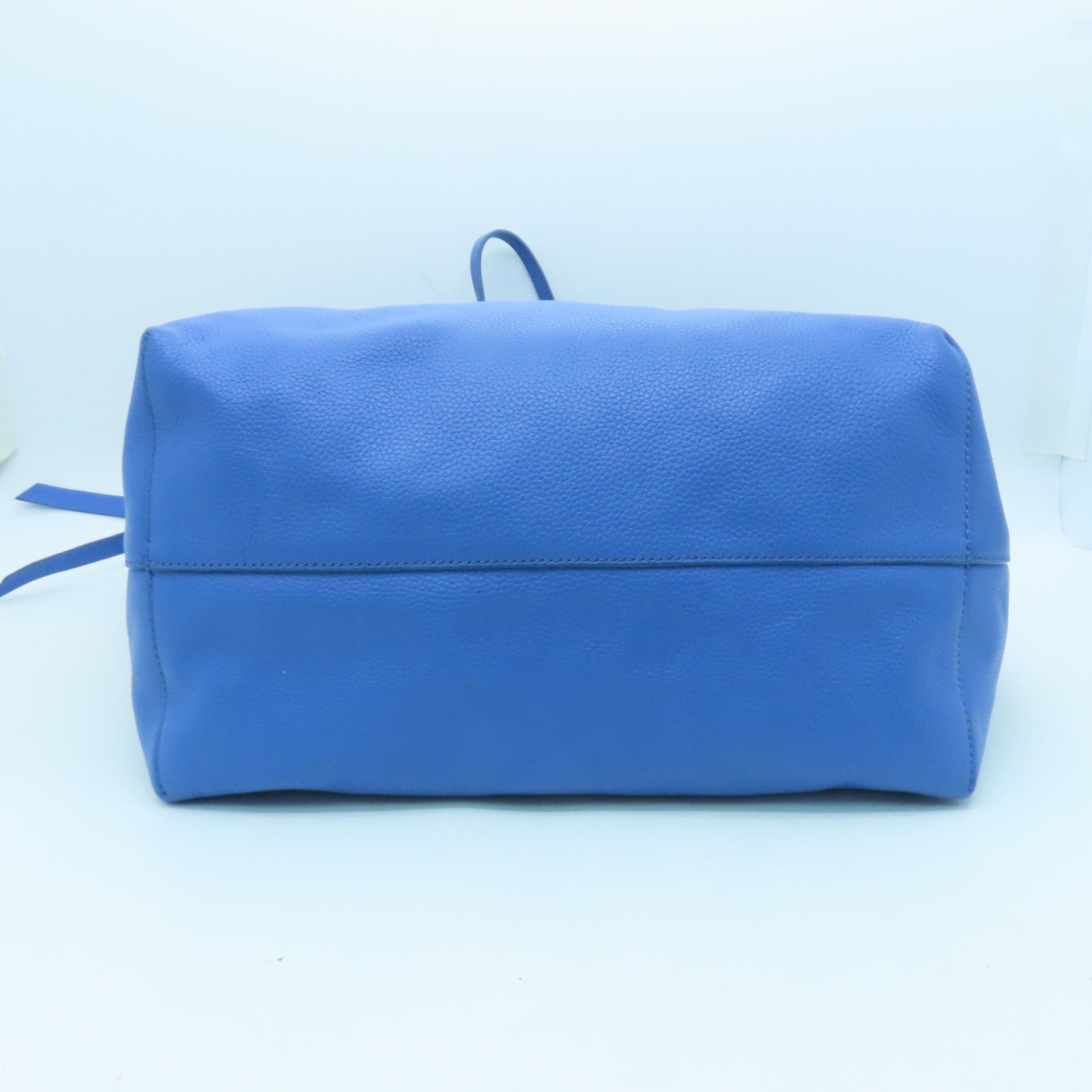 SELECTION Cowhide Leather Shoulder Bag Silver Buckle Blue
