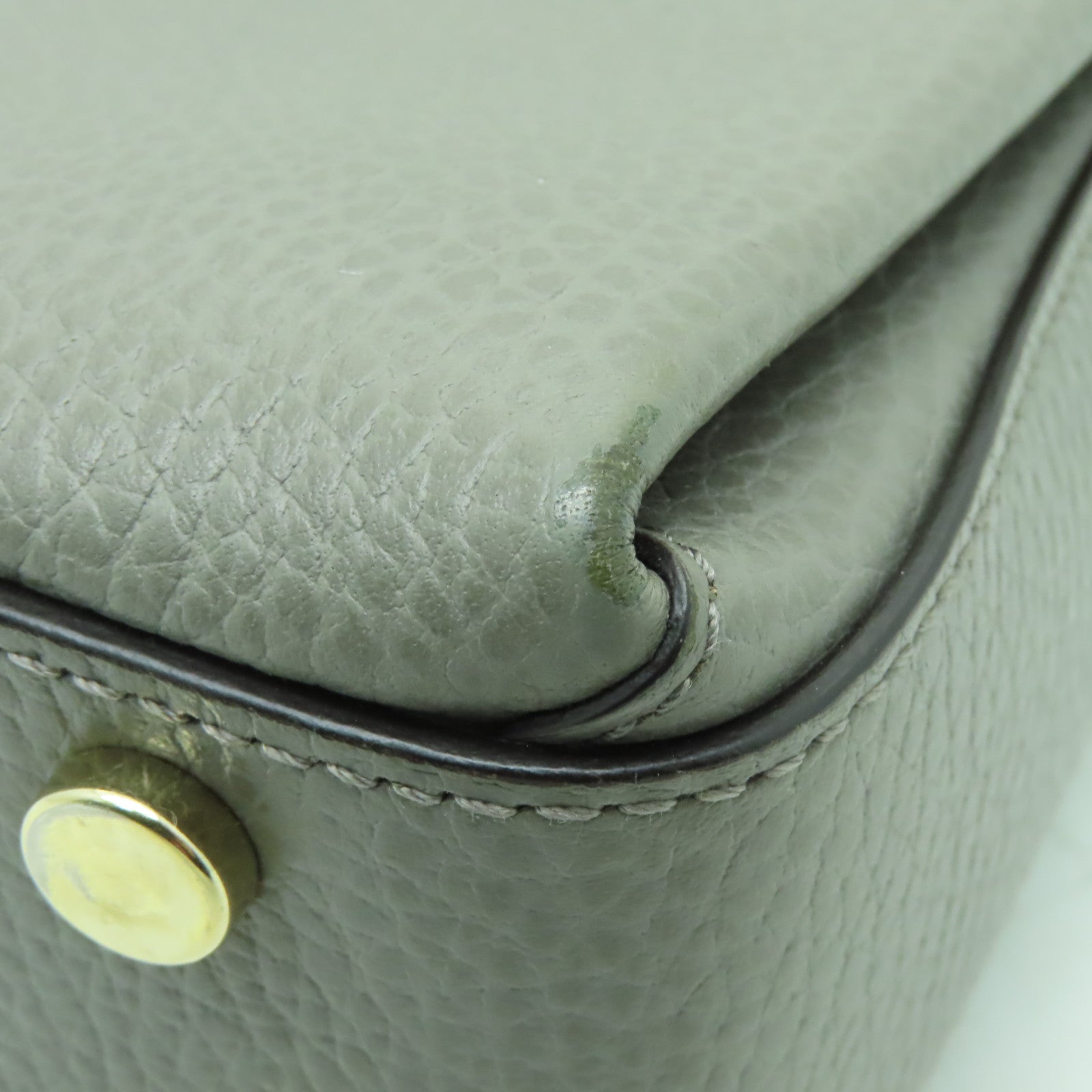 GUCCI 牛皮皮革Shoulder Bag銀扣鏈帶肩背袋灰色
