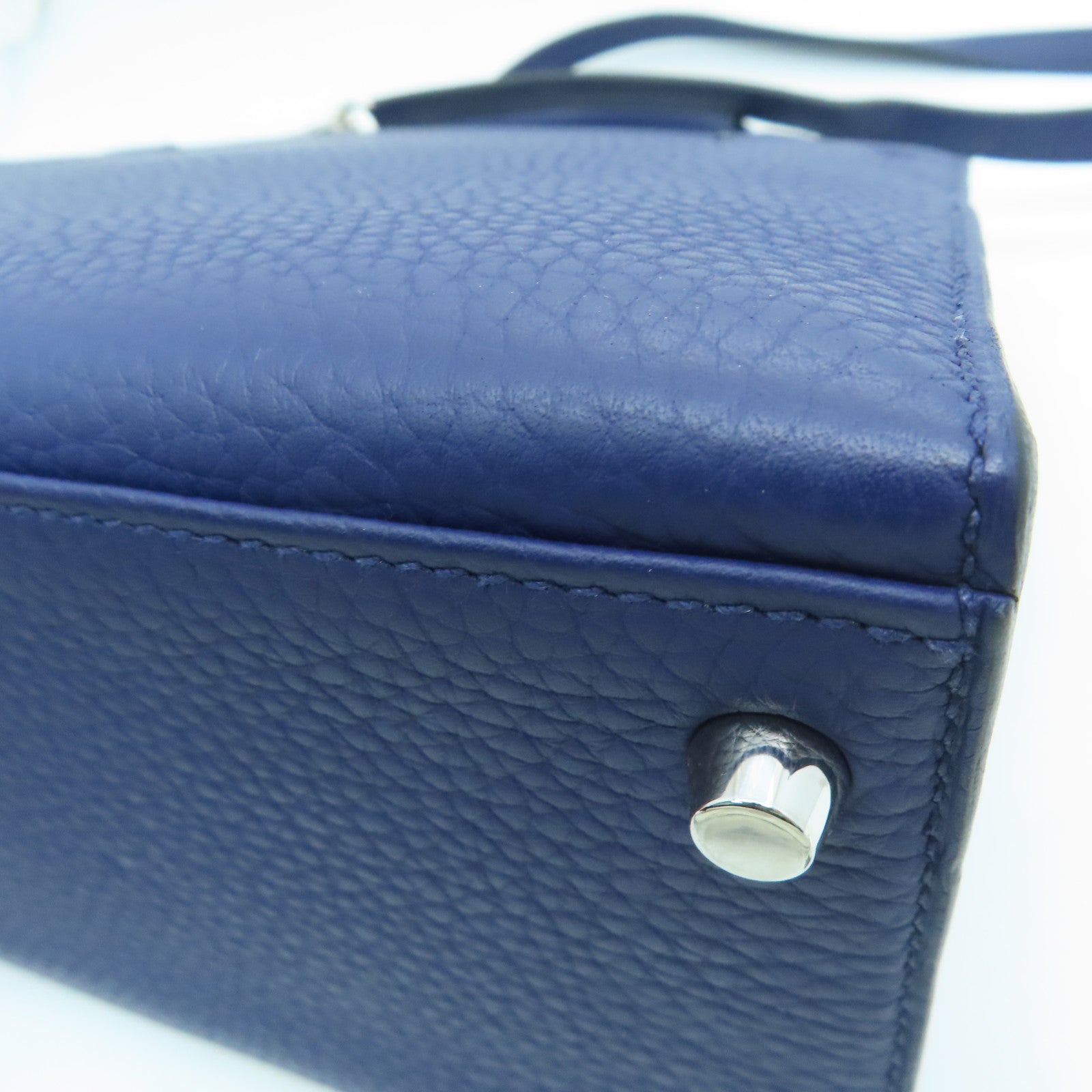 HERMES 【激減優惠】Clemence皮革Kelly 28 Lettre E銀扣手挽肩背兩用袋Zellige/Encre/Obscur