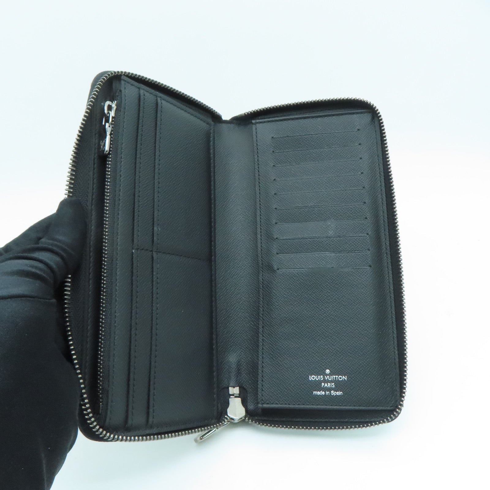 LOUIS VUITTON Monogram Eclipse Long pocketbook silver buckle long wallet black