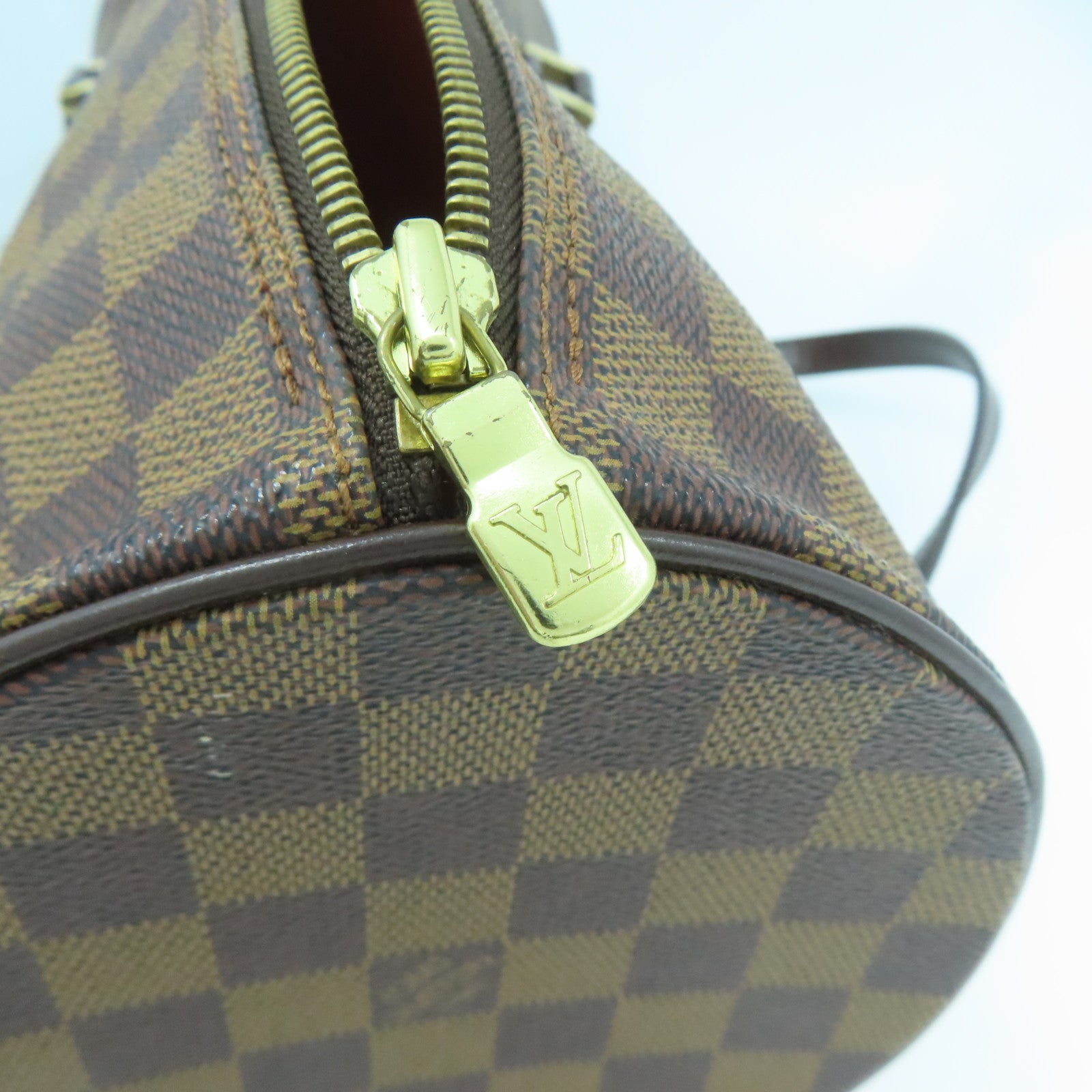 LOUIS VUITTON Damier Papillon GM金扣手挽袋啡色