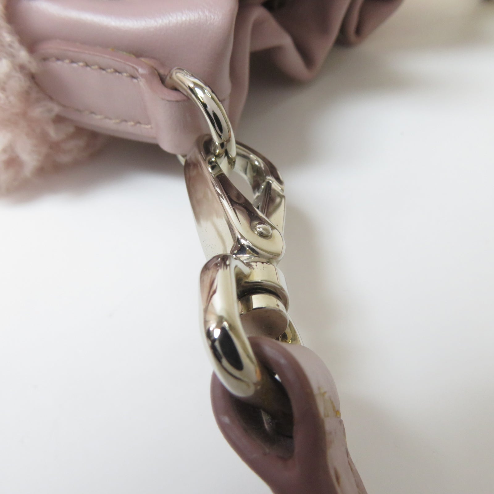 Miu Miu 羊皮皮革Shoulder Bag銀扣肩背袋粉紅色