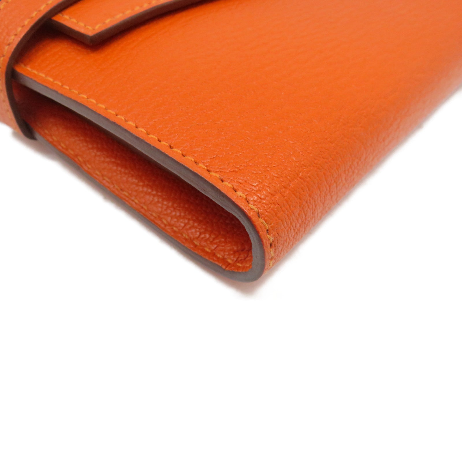 HERMES 【激減優惠】Chevre皮革Kelly Wallet金扣長錢包橙色