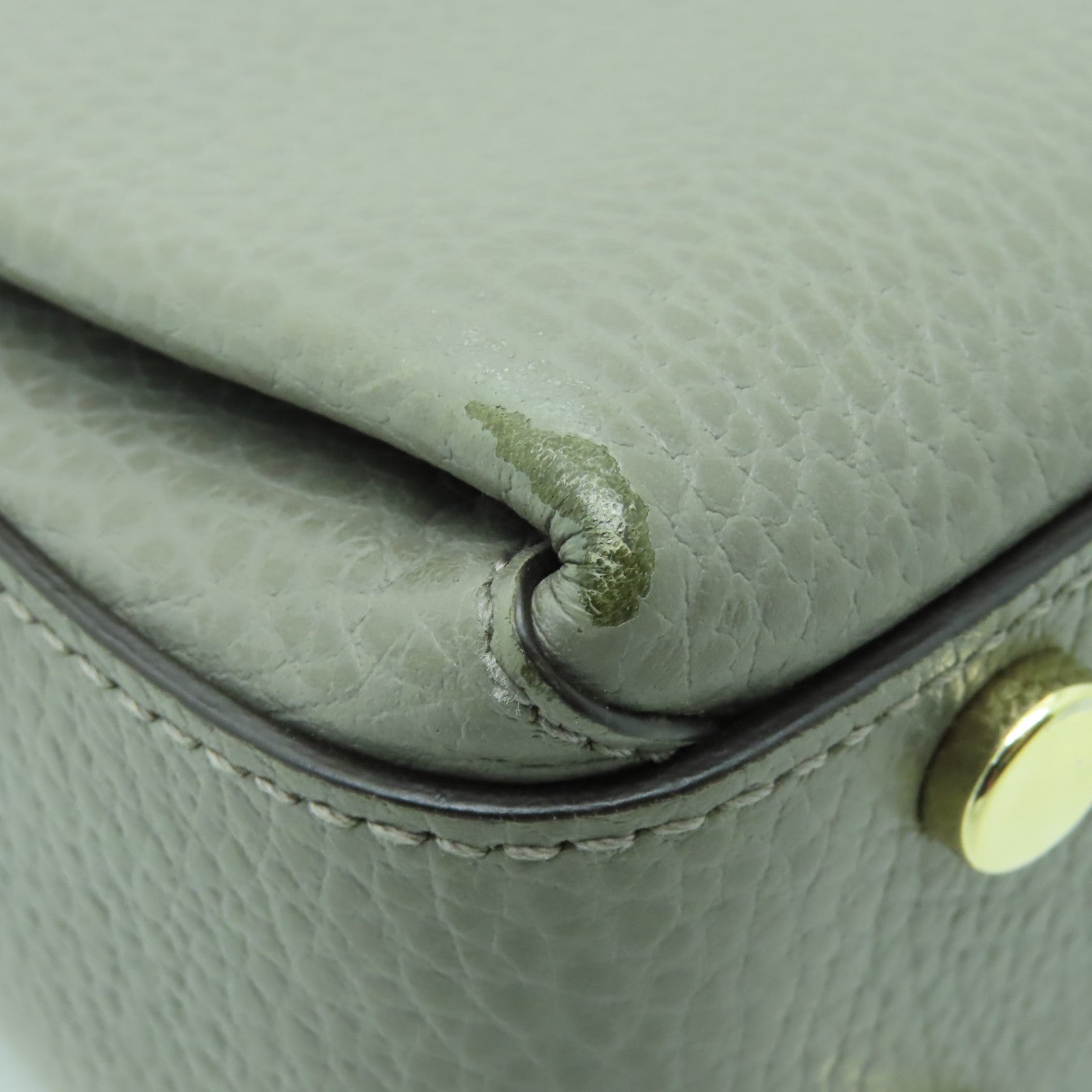 GUCCI 牛皮皮革Shoulder Bag銀扣鏈帶肩背袋灰色