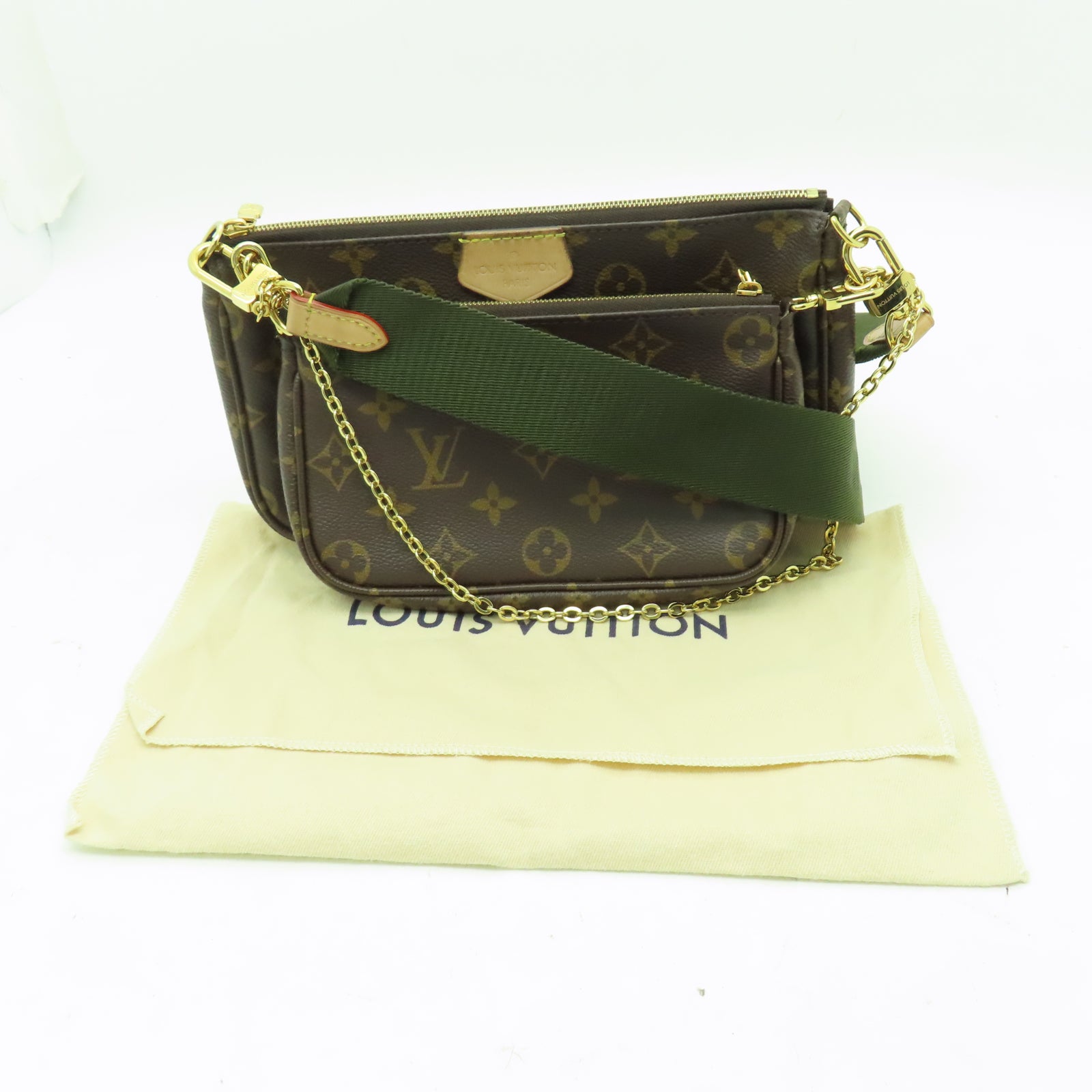 LOUIS VUITTON Monogram Multi Pochette Accessoires金扣手挽肩背兩用袋啡色