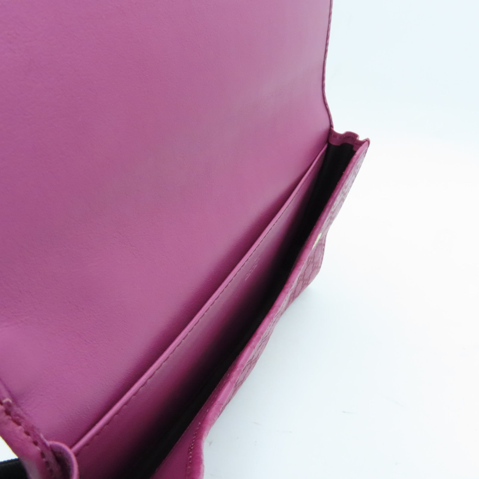 GUCCI Cowhide Leather Pouch With Handle Silver Buckle Clutch Pink