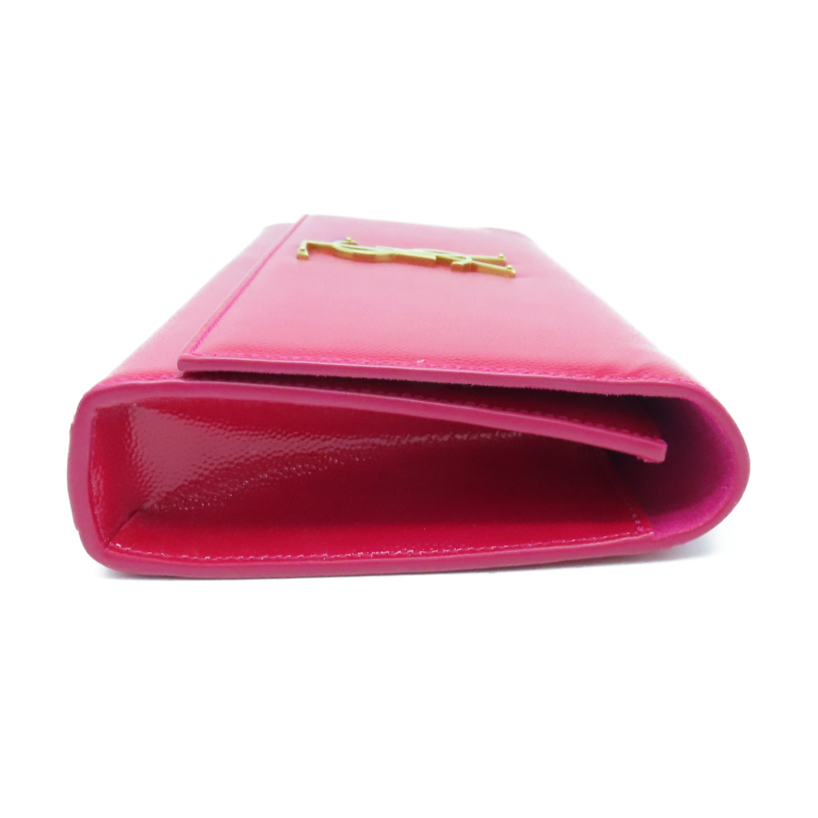 YVES SAINT LAURENT 漆皮皮革Clutch金扣手拿包粉紅色
