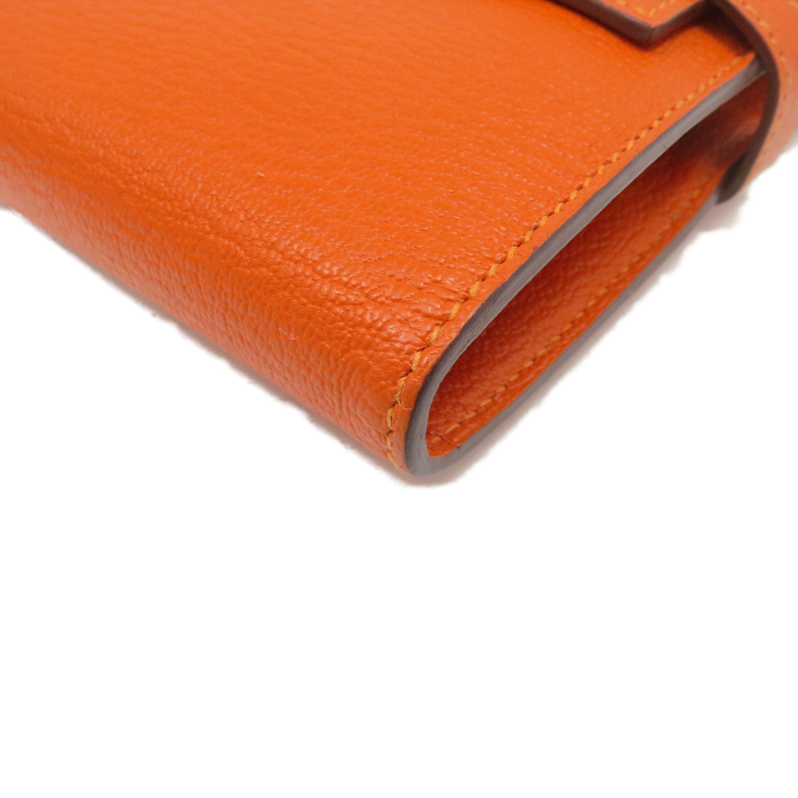 HERMES 【激減優惠】Chevre皮革Kelly Wallet金扣長錢包橙色