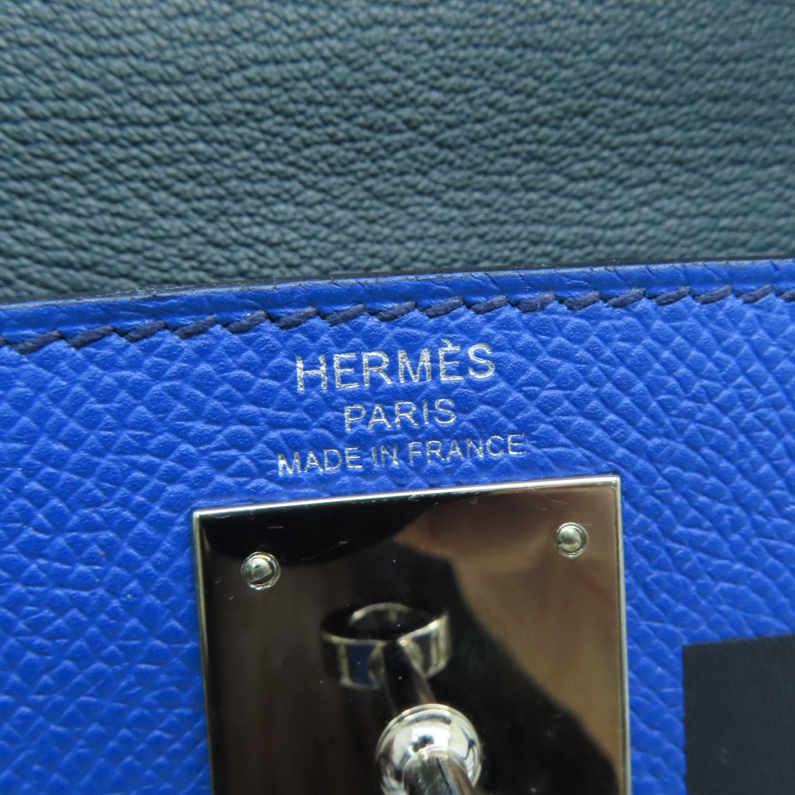 HERMES 【激減優惠】Clemence皮革Kelly 28 Lettre E銀扣手挽肩背兩用袋Zellige/Encre/Obscur