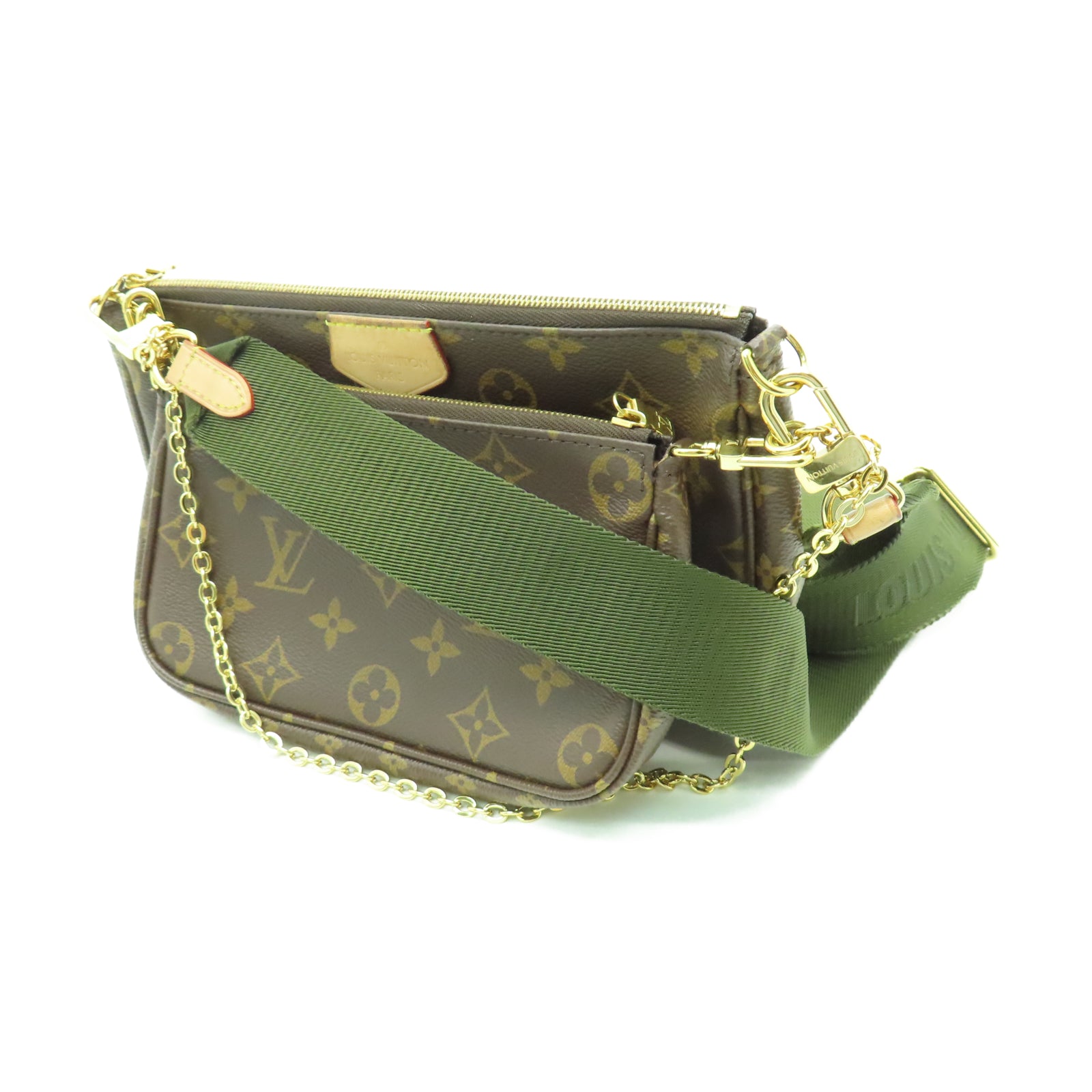 LOUIS VUITTON Monogram Multi Pochette Accessoires金扣手挽肩背兩用袋啡色