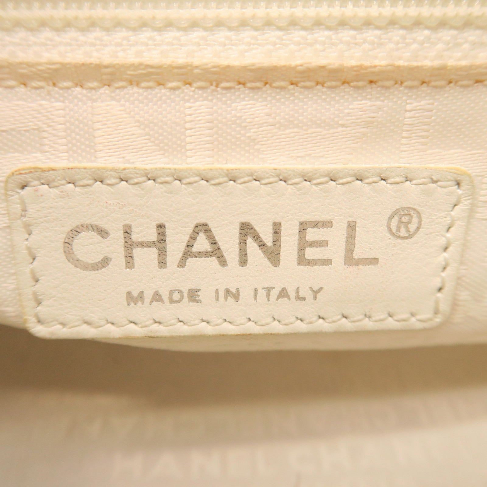 CHANEL cowhide leather Hand Bag silver buckle hand bag white