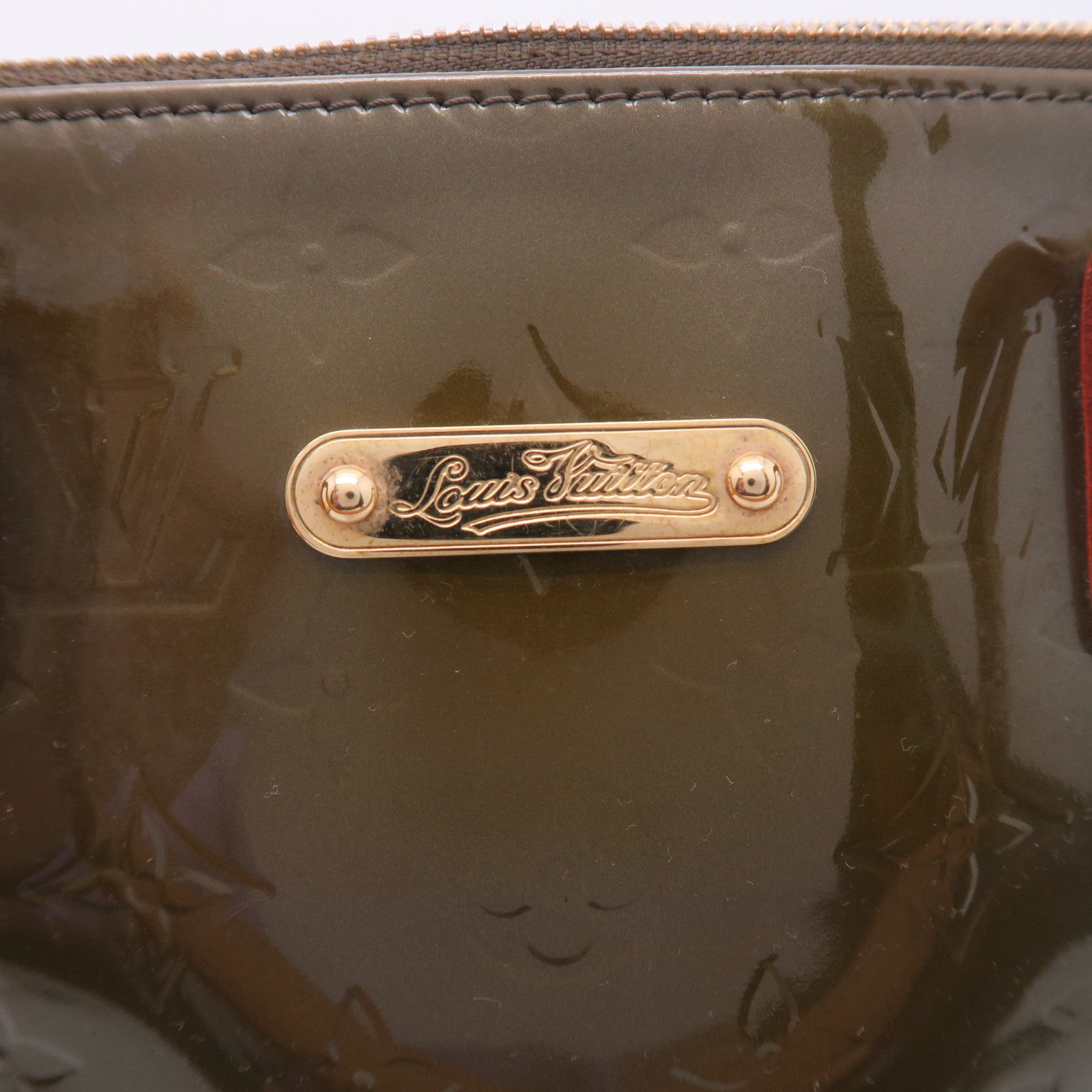 LOUIS VUITTON Vernis Bellevue PM金扣手挽袋綠色