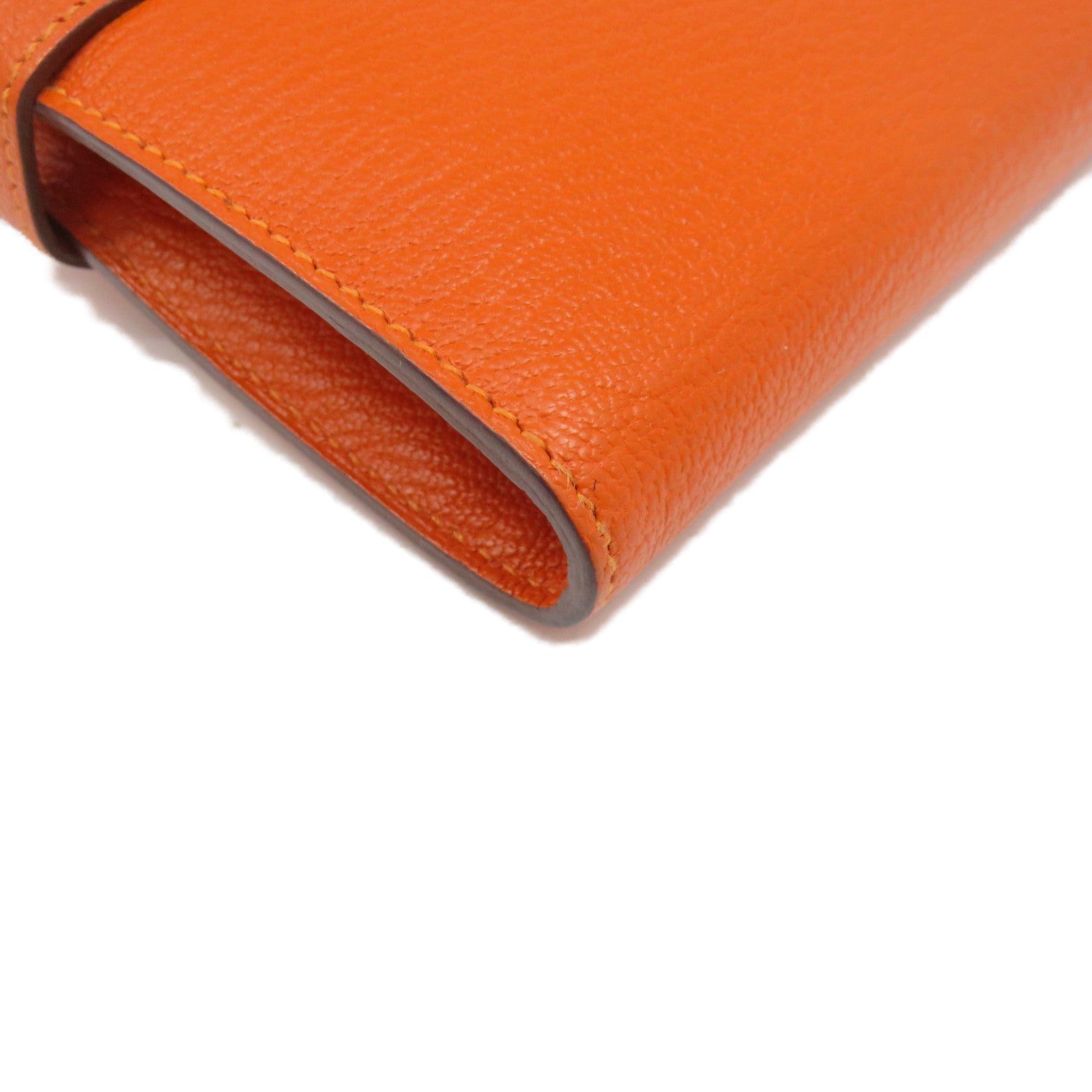 HERMES 【激減優惠】Chevre皮革Kelly Wallet金扣長錢包橙色
