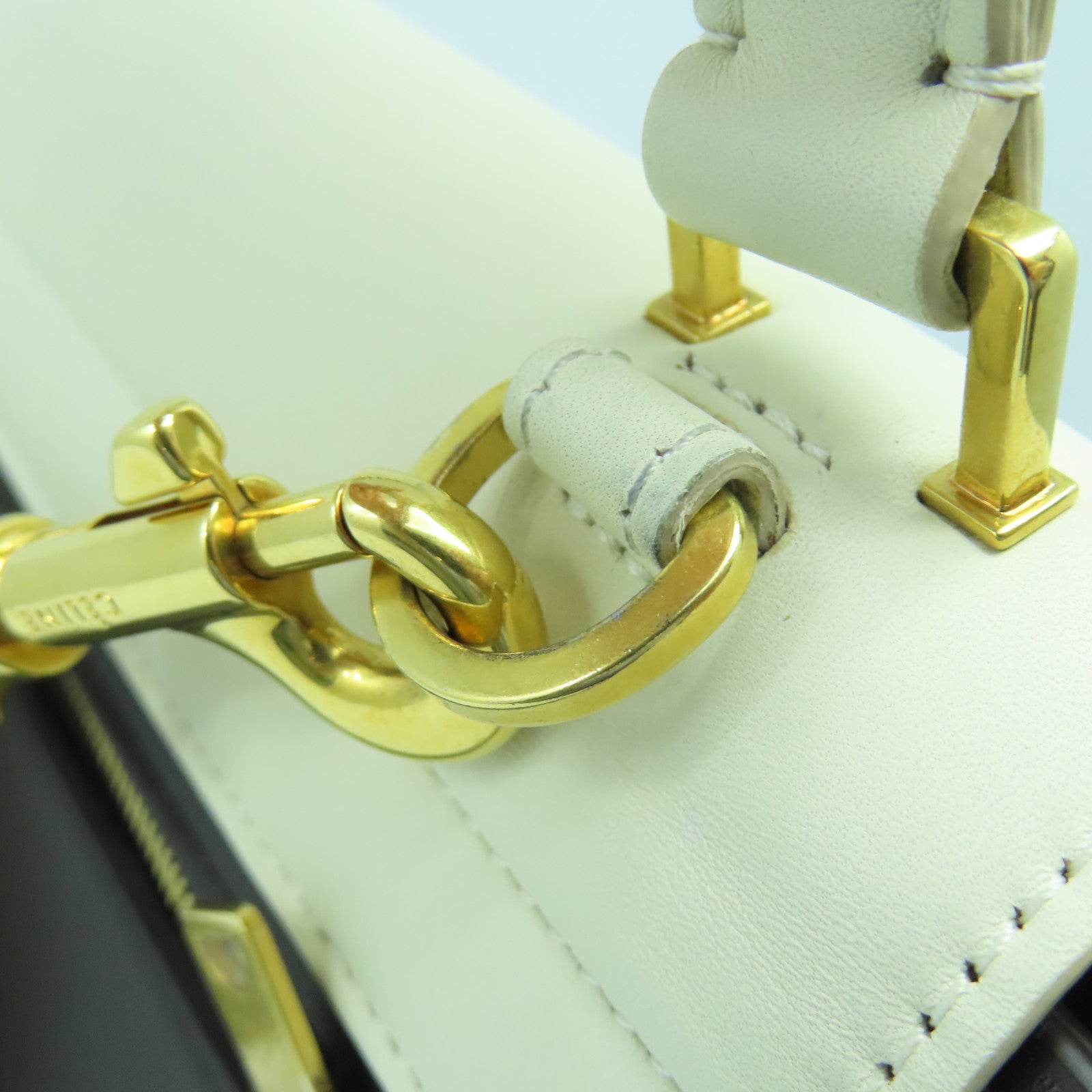 CELINE 【激減優惠】牛皮皮革Trapeze金扣手挽肩背兩用袋棕色/白色/黑色