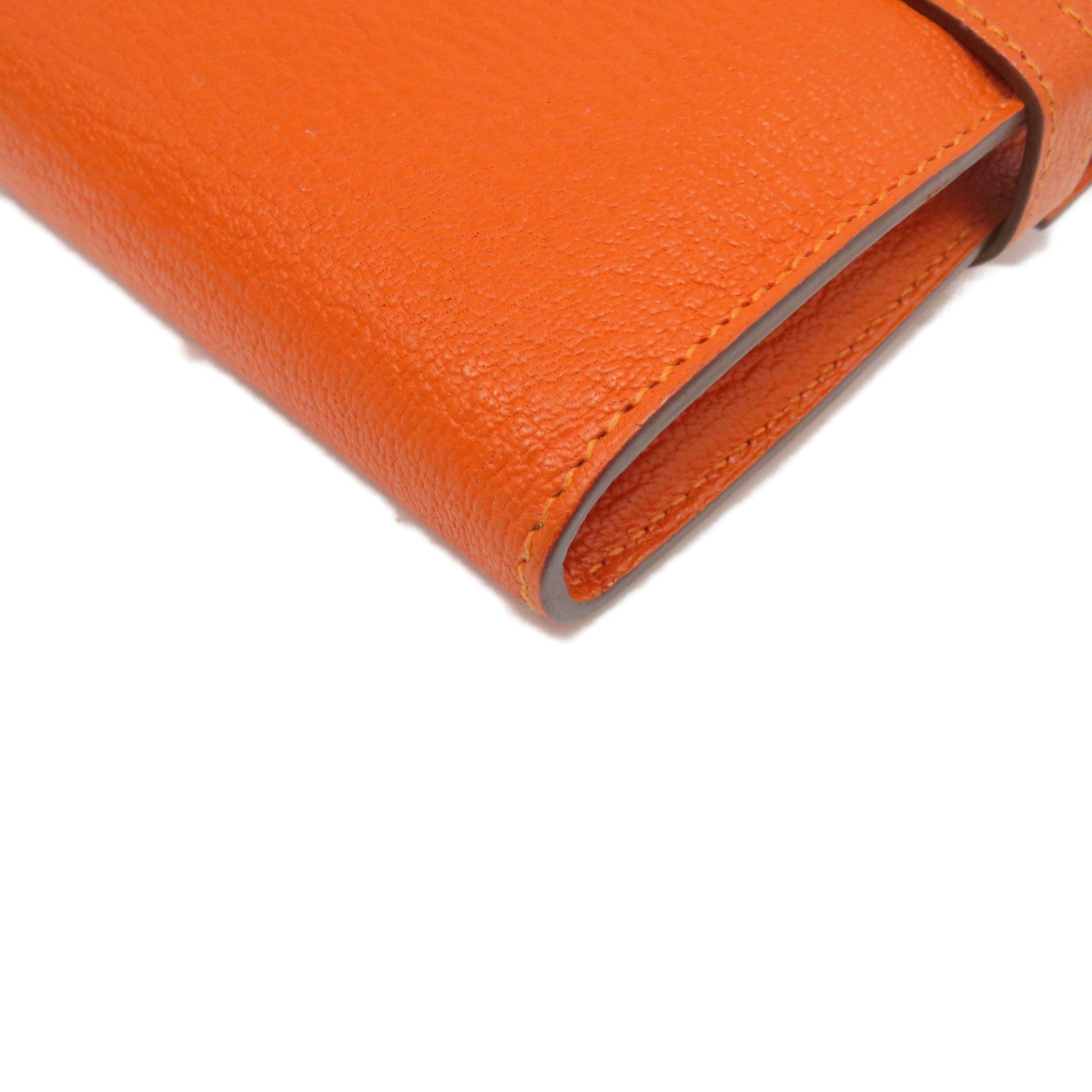 HERMES 【激減優惠】Chevre皮革Kelly Wallet金扣長錢包橙色
