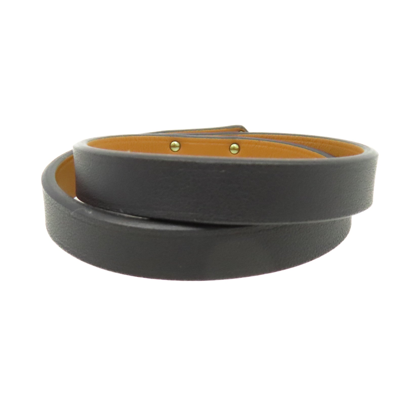 HERMES Swift皮革Mini Kelly Double Tour Bracelet金扣手鏈金色/大象灰色