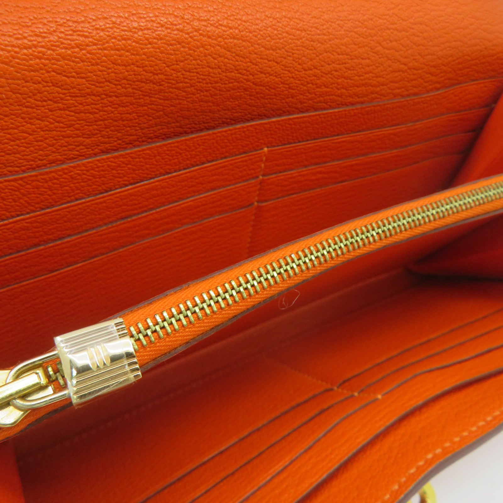 HERMES 【激減優惠】Chevre皮革Kelly Wallet金扣長錢包橙色