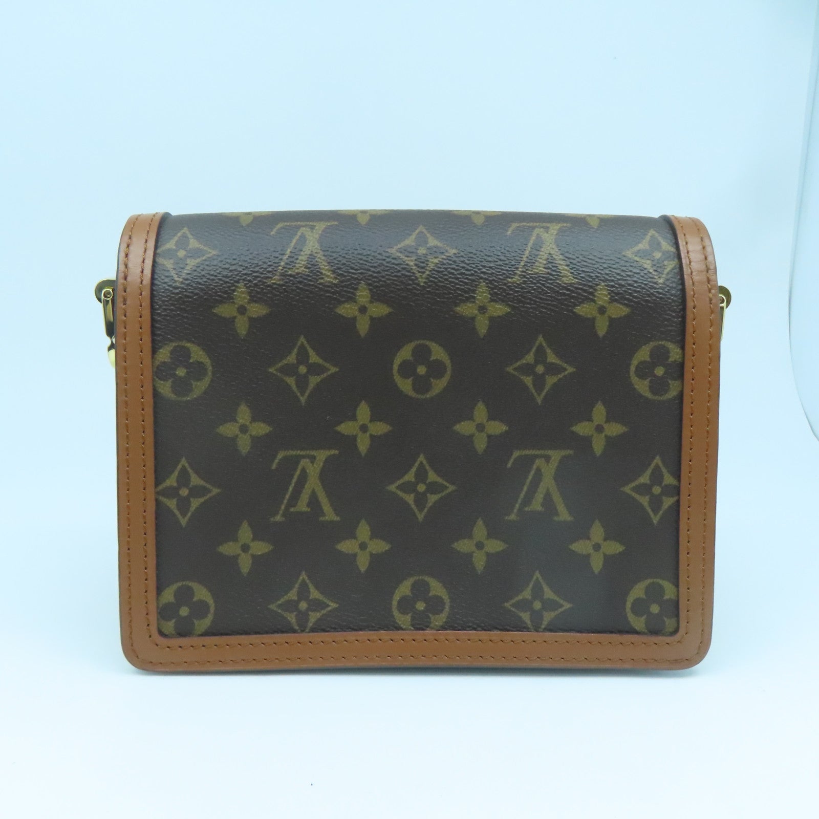 LOUIS VUITTON Monogram Mini Pauphine Gold Buckle Shoulder Bag Brown